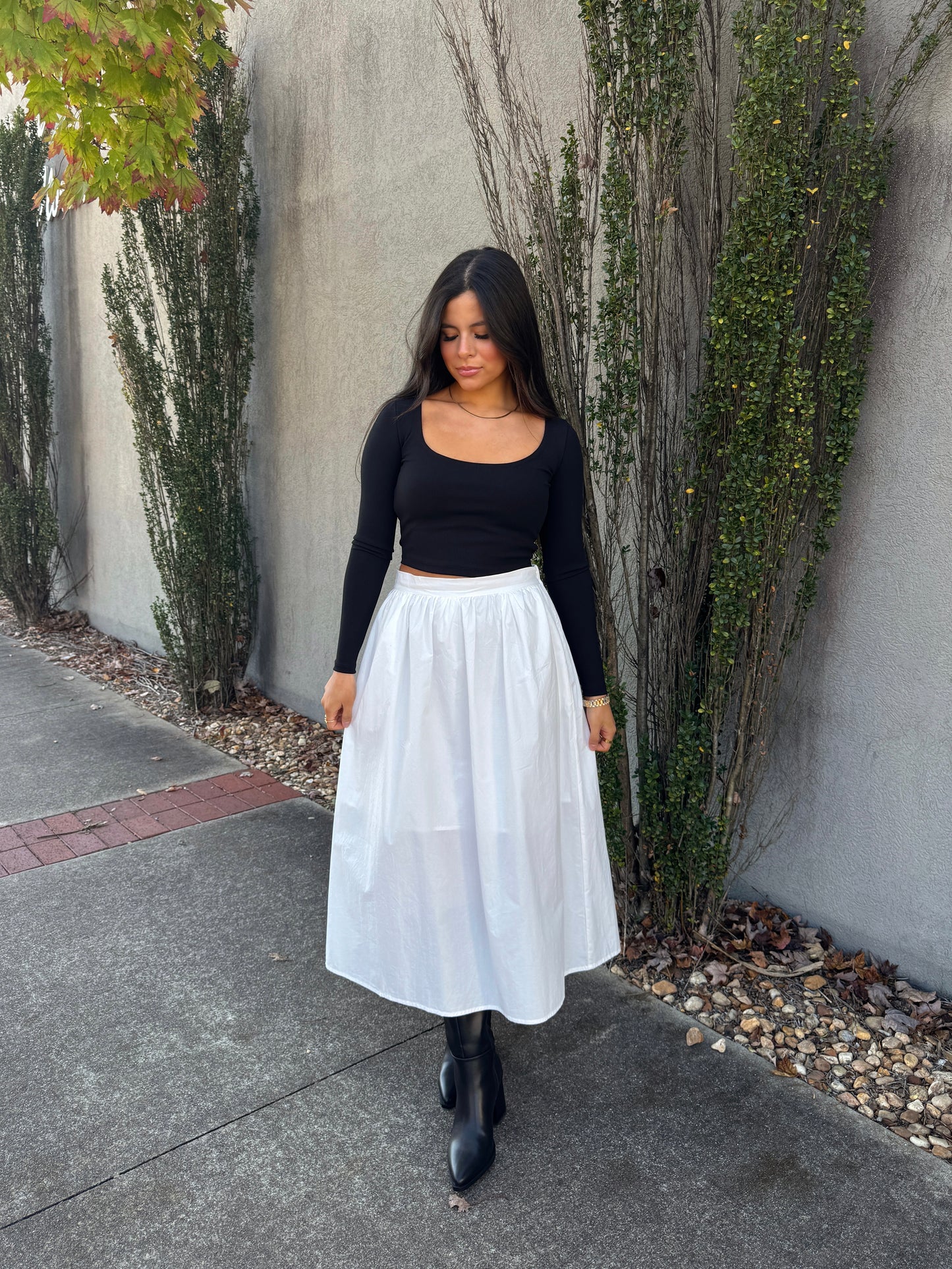 Black Ribbed Long Sleeve Top