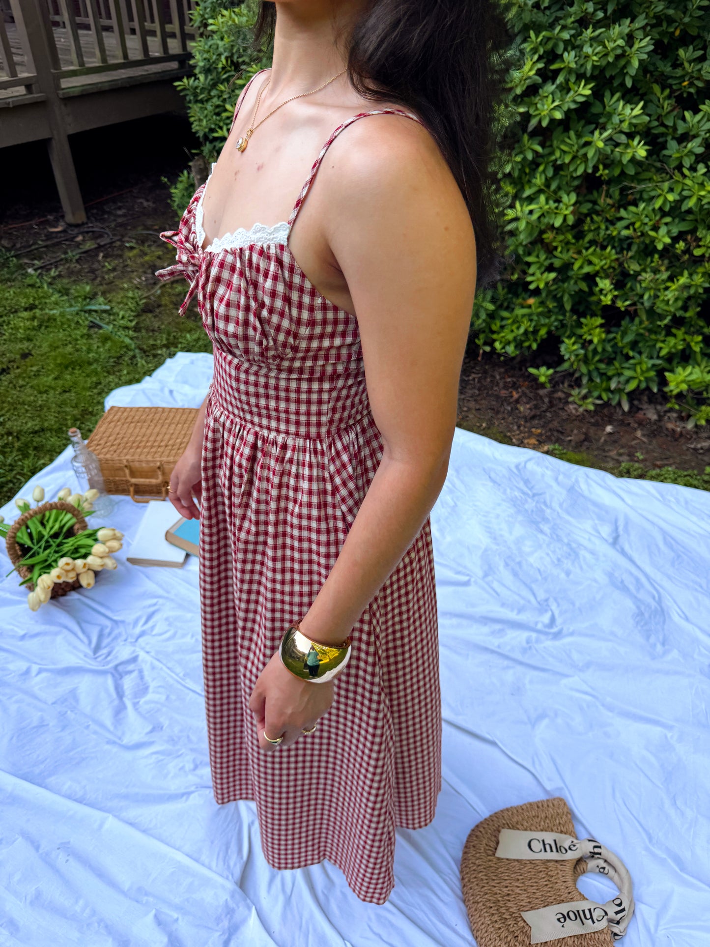 Red Gingham Cottage Dress