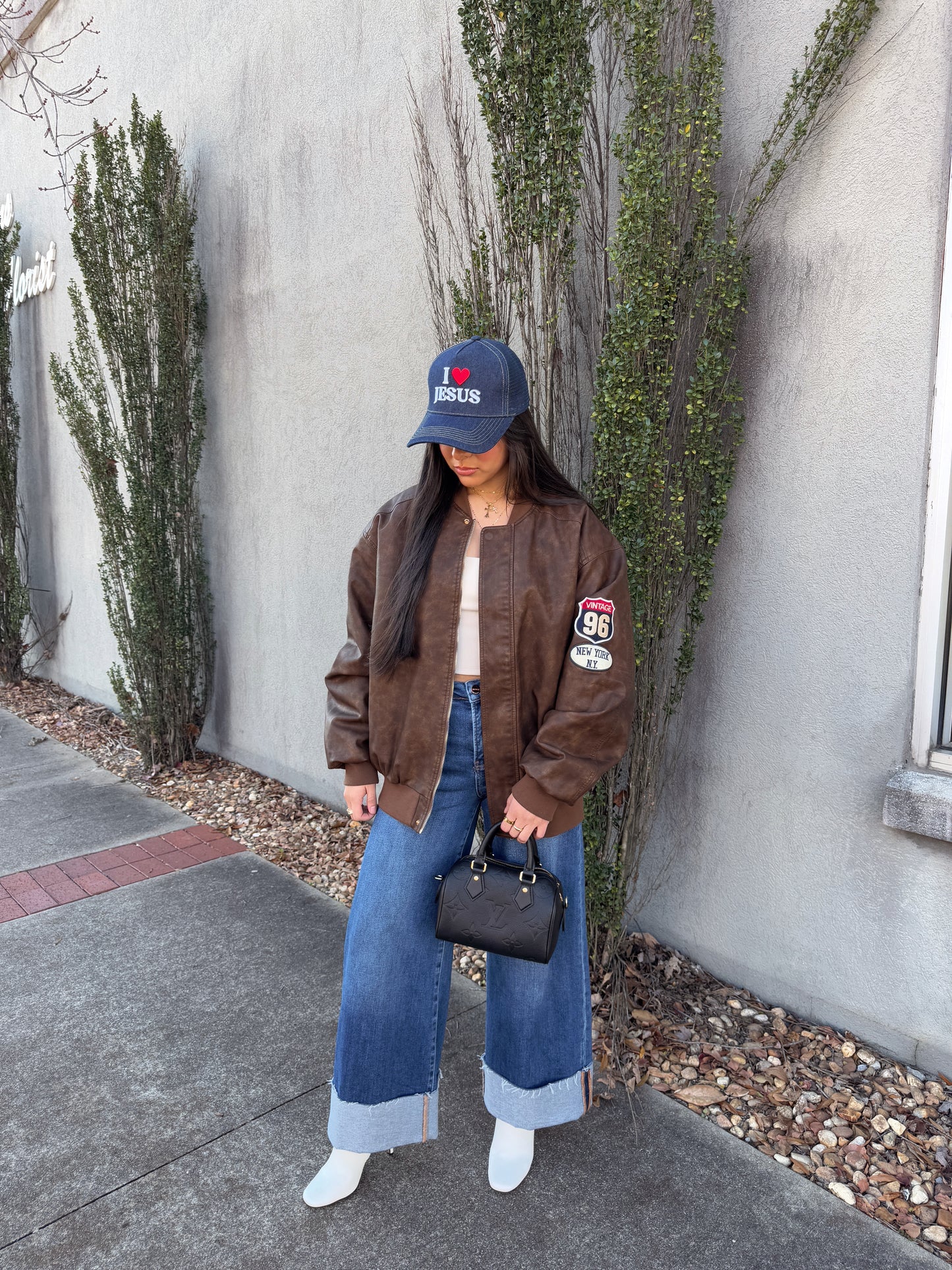 Vintage Patch Brown Oversized Jacket