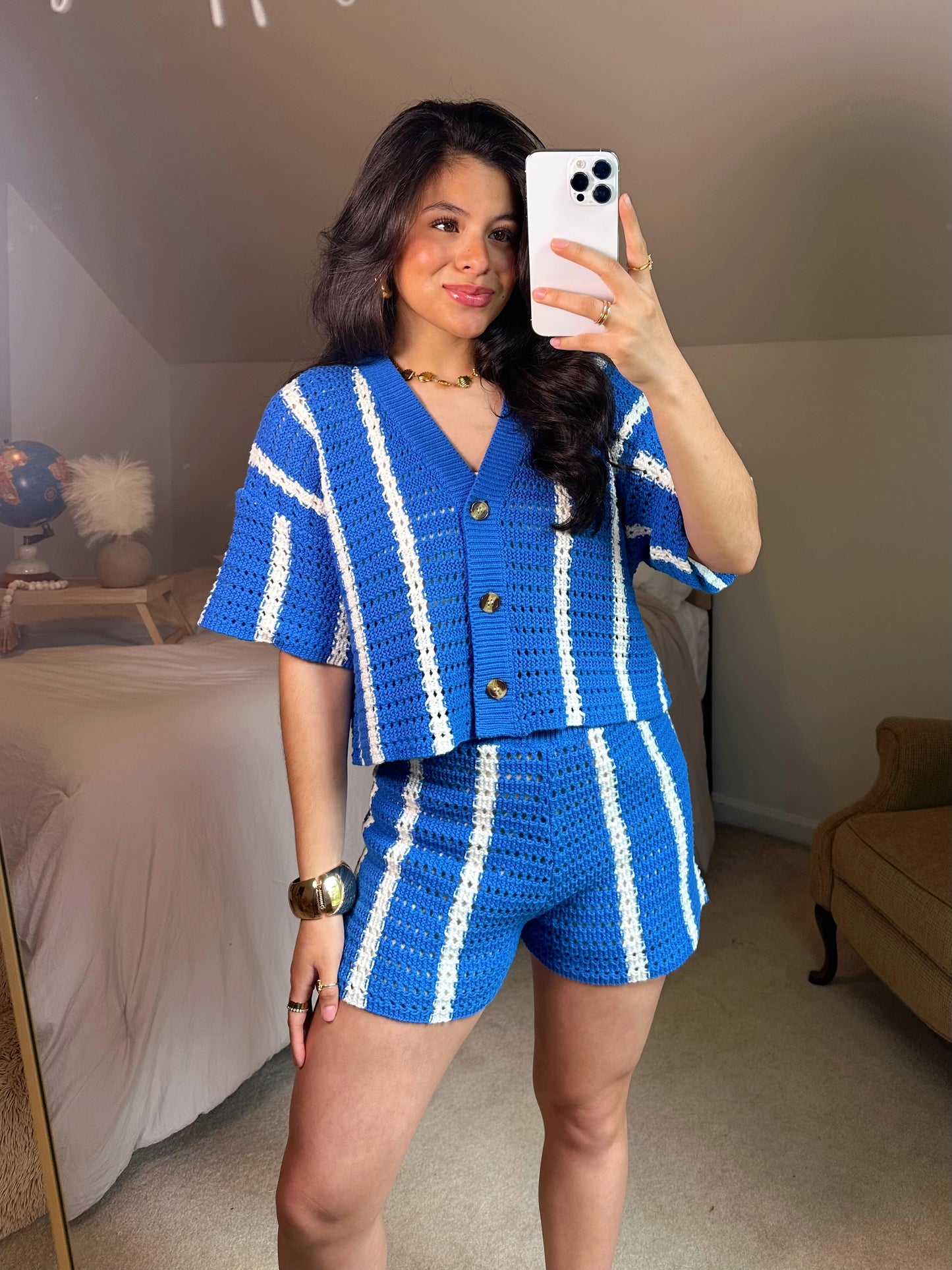 Ocean Blue Striped Crochet Set