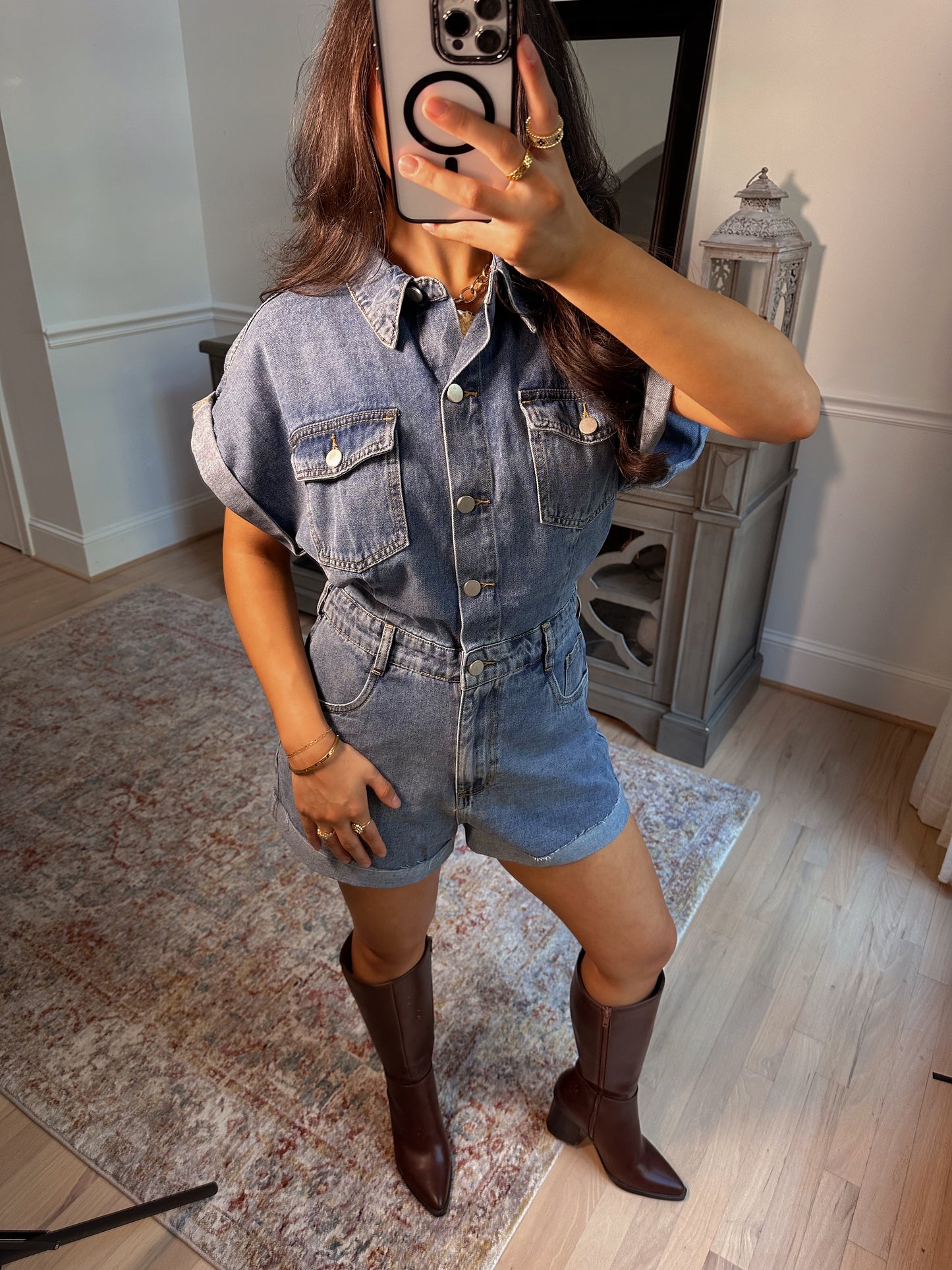 Autumn Days Denim Romper