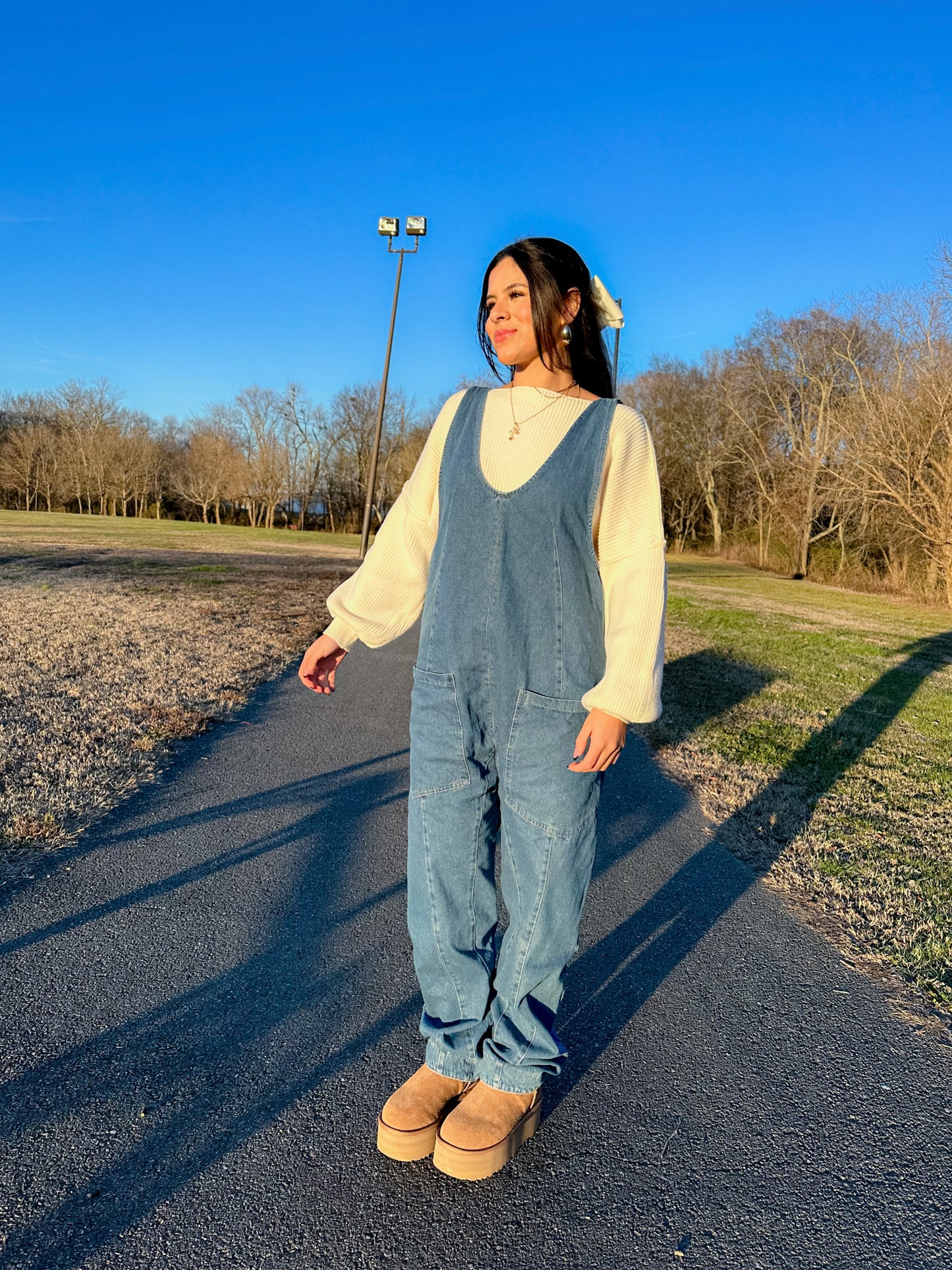 Free Girl Denim Jumpsuit (PLUS SIZE - 3XL LEFT)