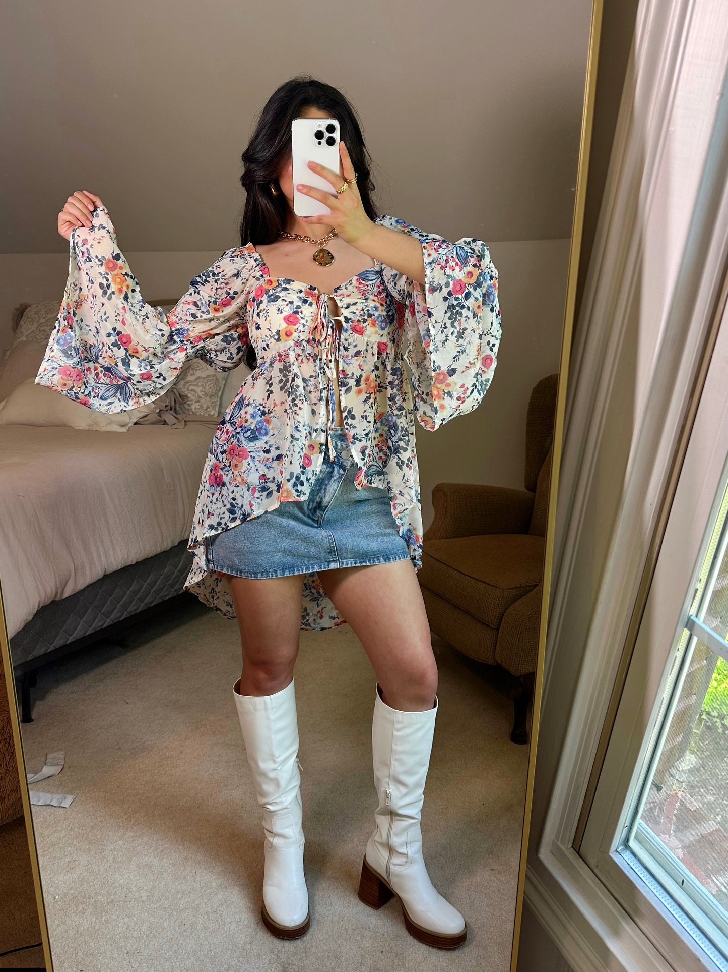Spring Floral Flowy Open Front Top