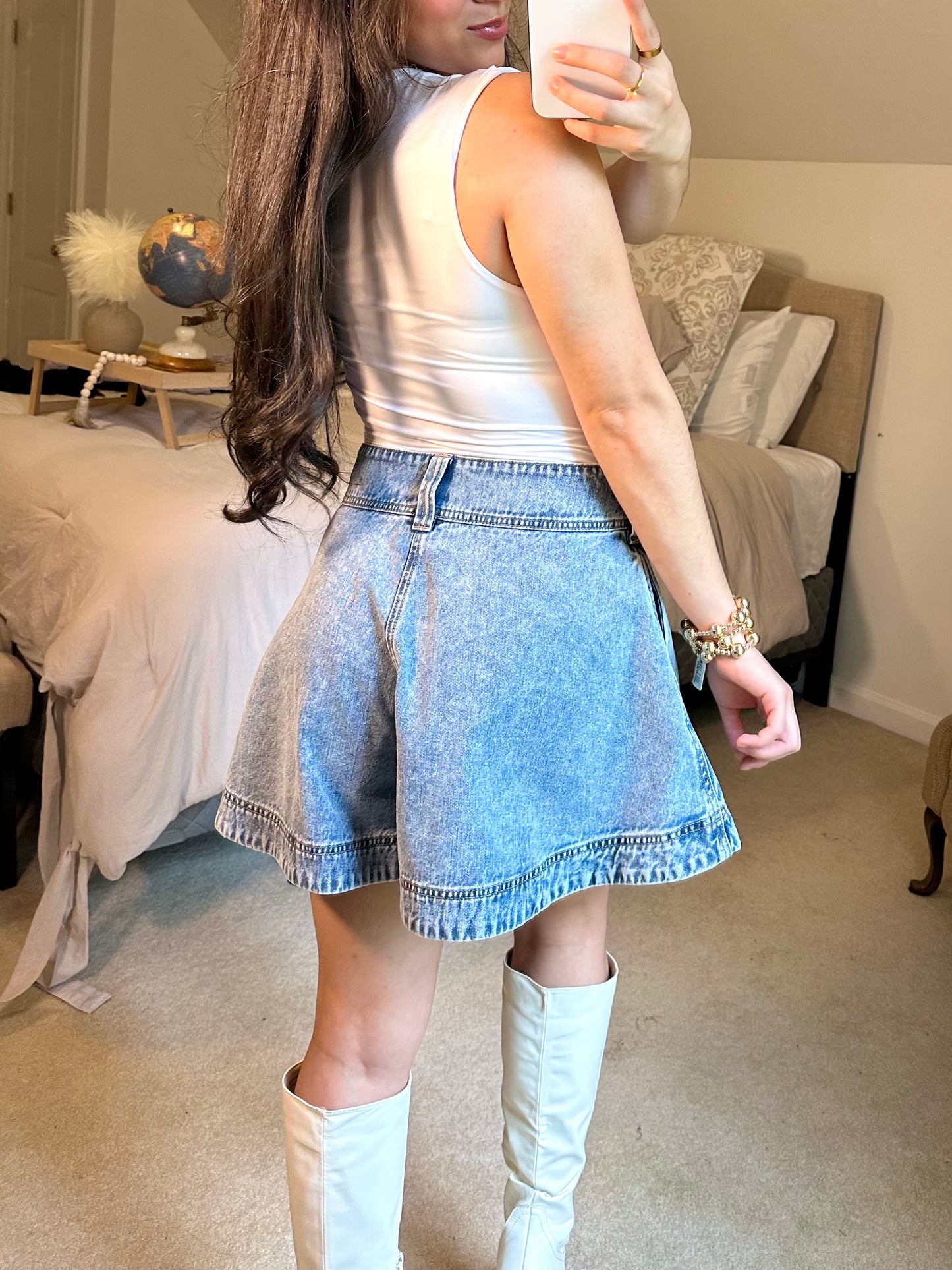 Flare Oversized Denim Shorts