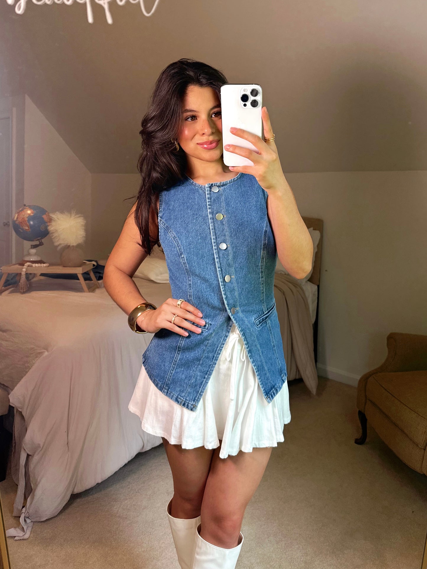 Classy Denim Button-Up Vest