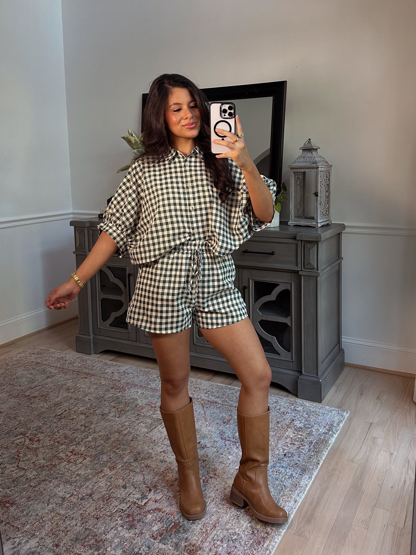 Emilia Green Gingham Set