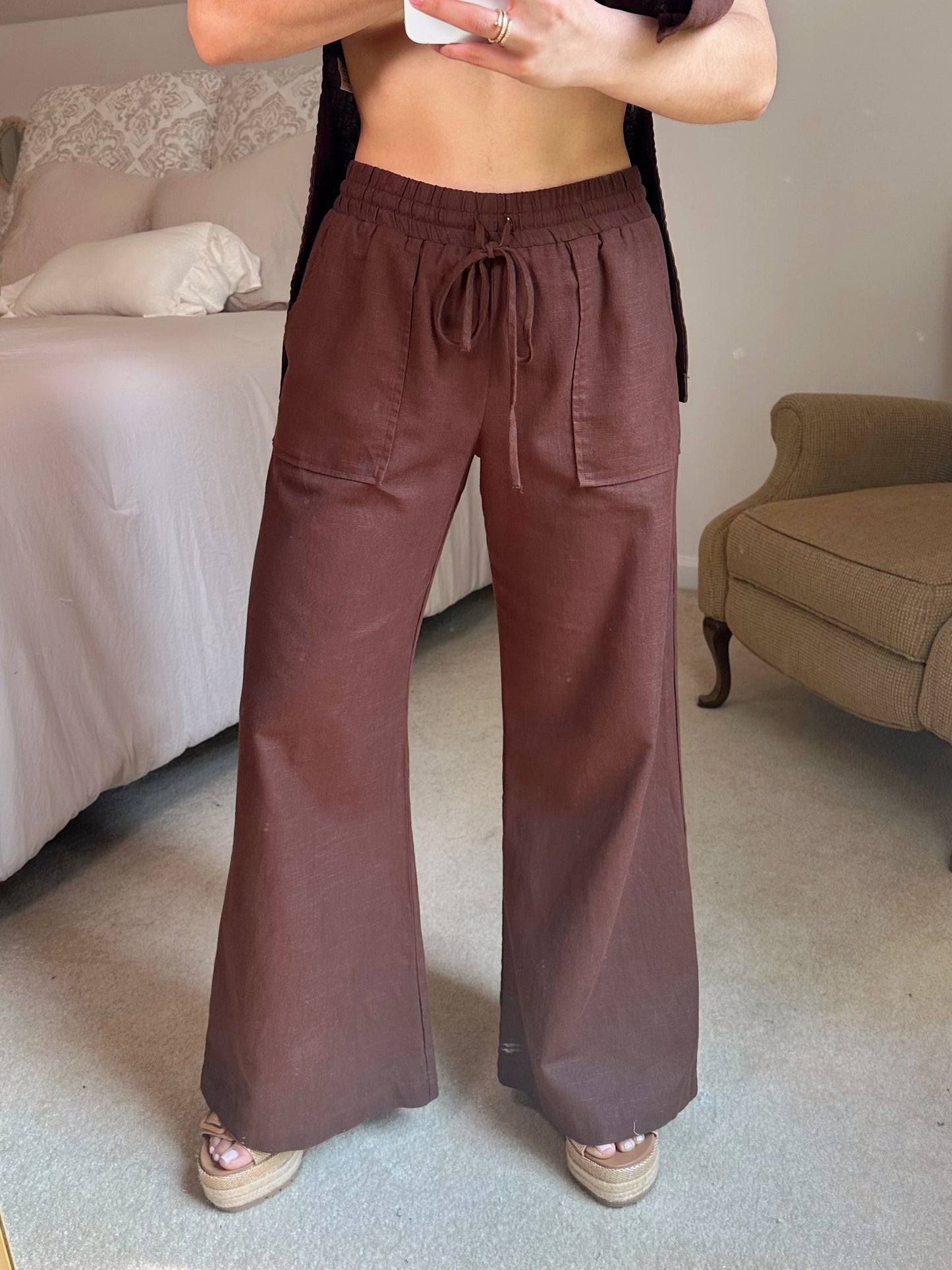 Coconut Brown Open Side Top & Pant Set