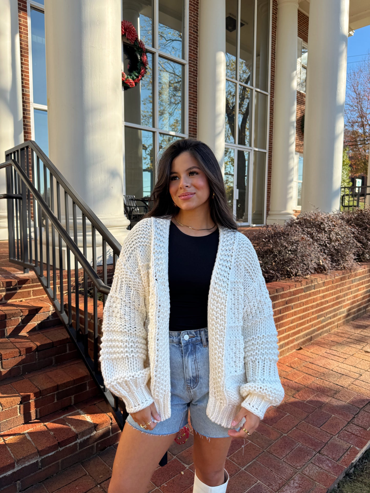 Beige Chunky Knit Cardigan