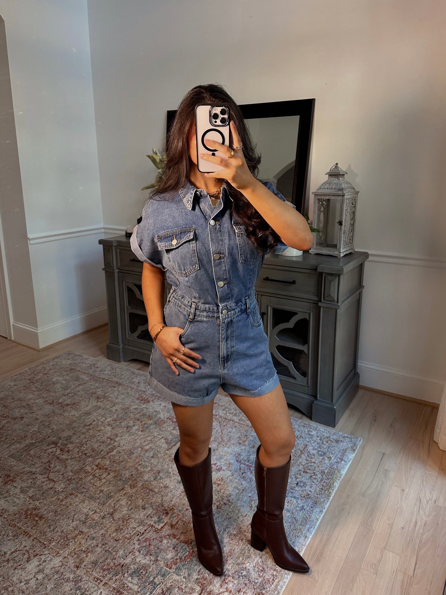 Autumn Days Denim Romper