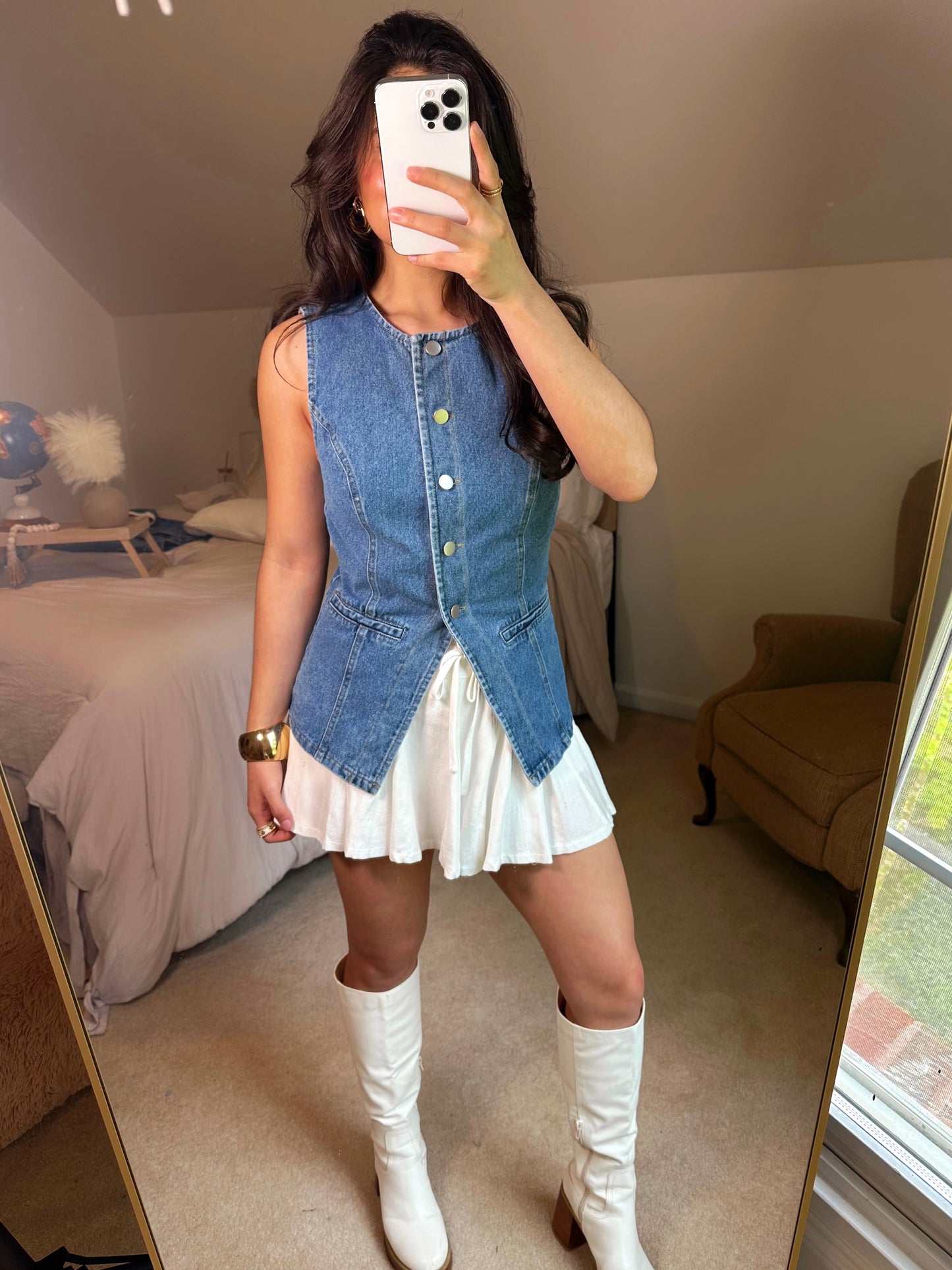 Classy Denim Button-Up Vest