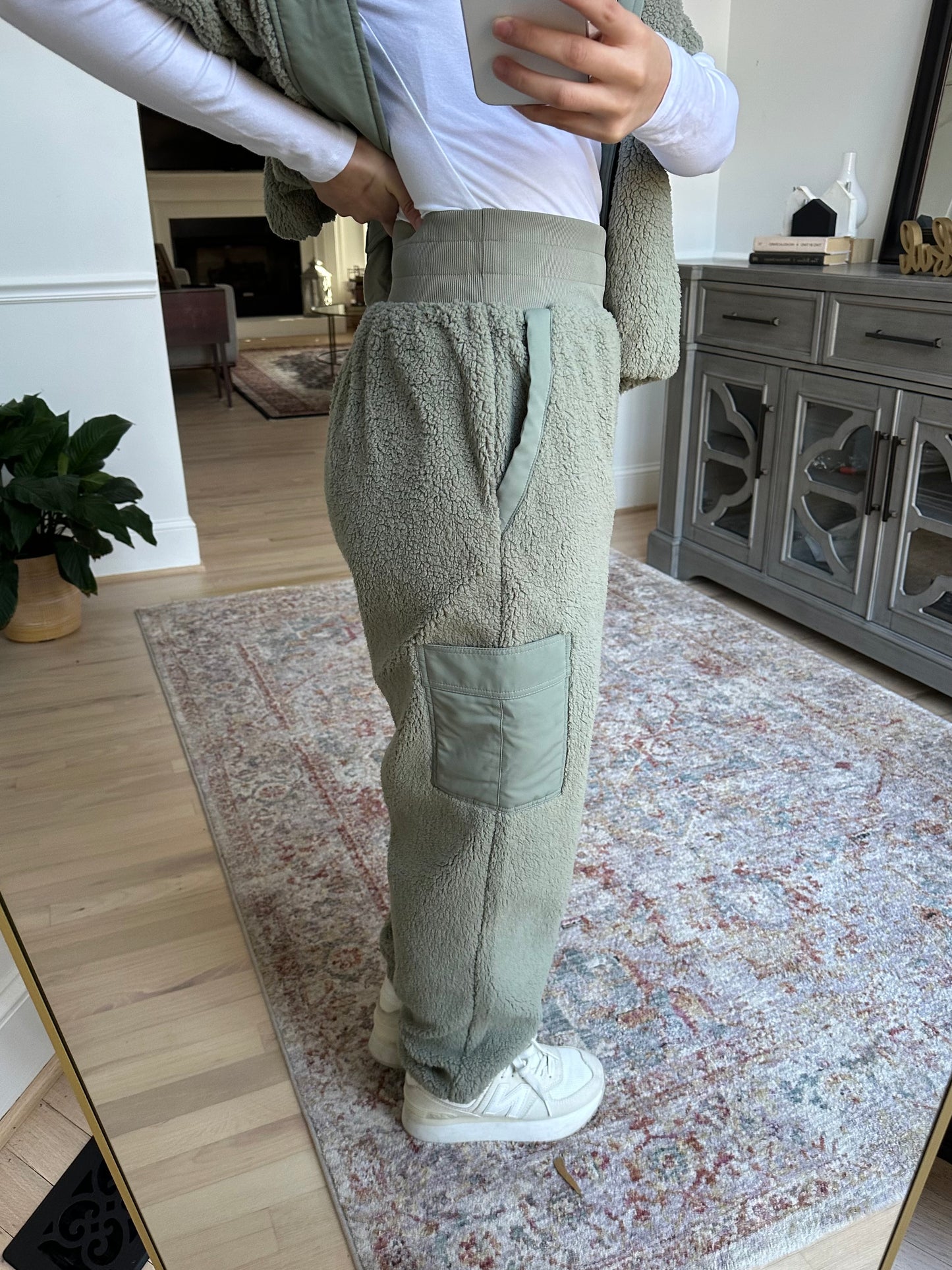 Sage Sherpa Cargo Jogger Pants