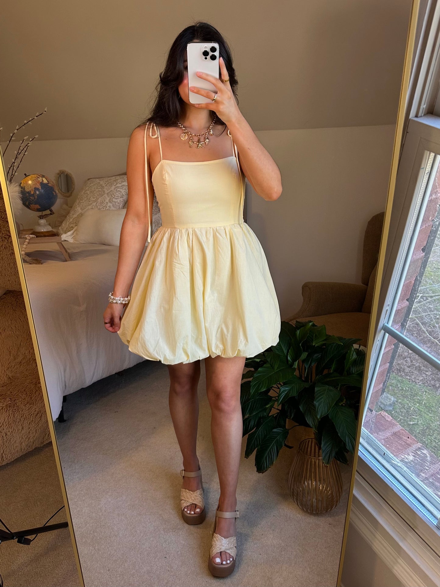 Pastel Yellow Bubble Mini Dress