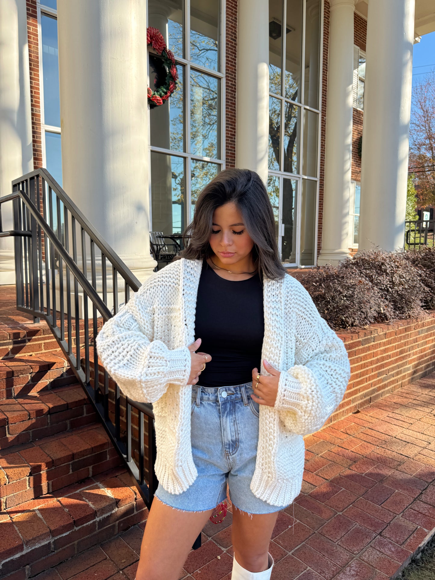 Beige Chunky Knit Cardigan