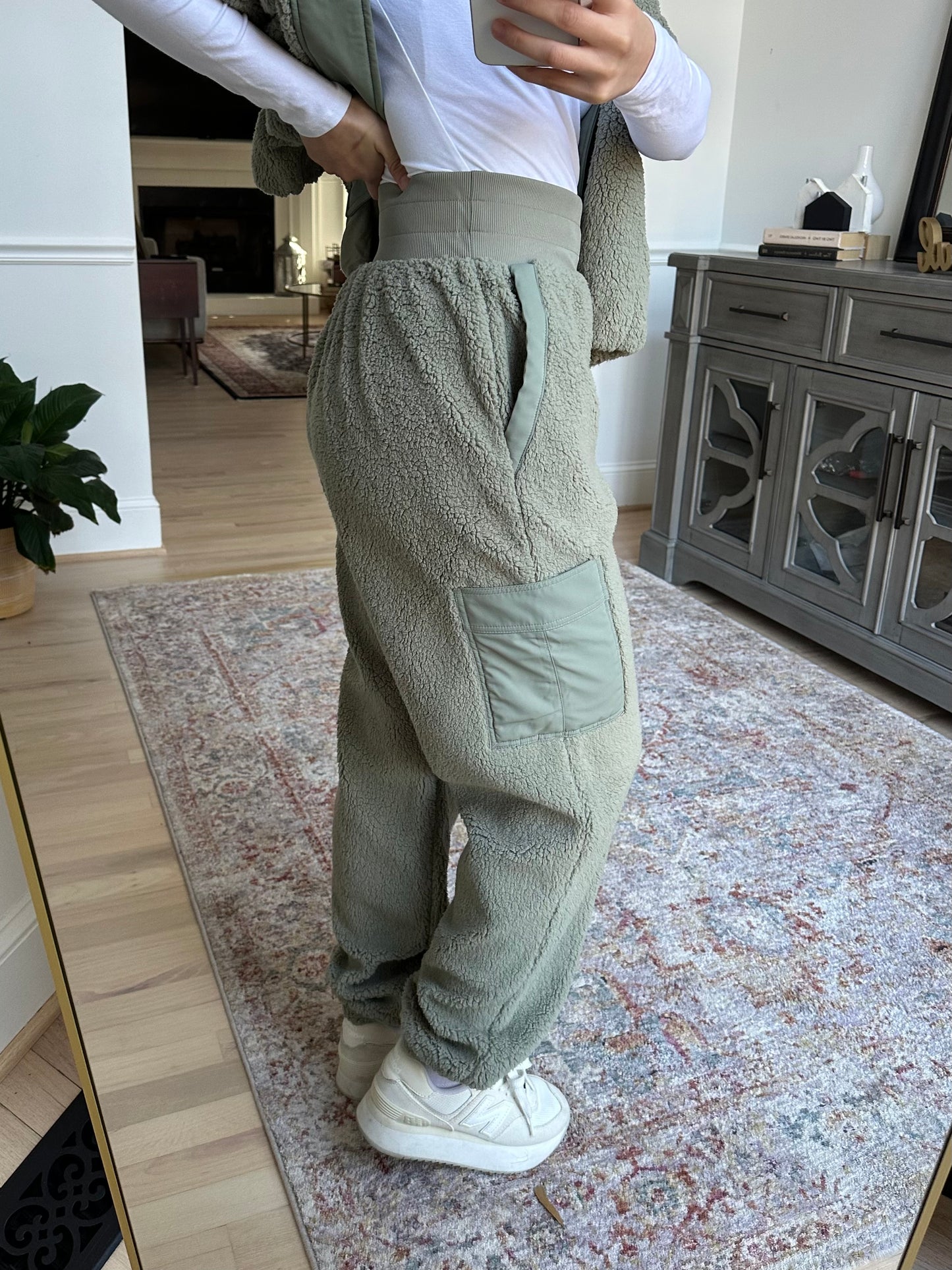 Sage Sherpa Cargo Jogger Pants