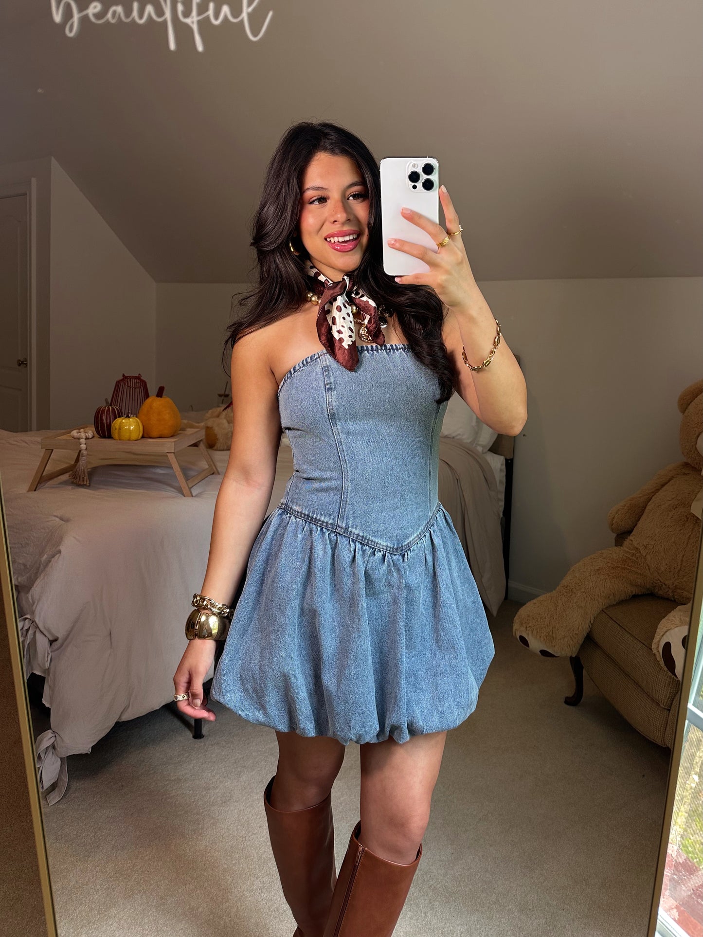 Denim Mini Bubble Dress