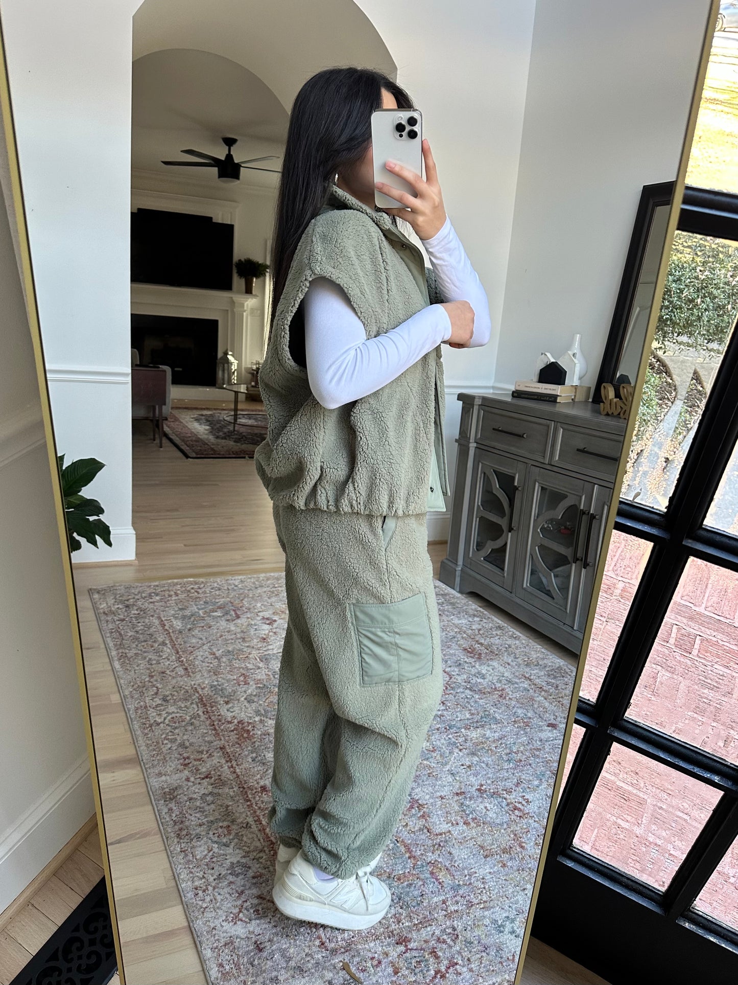 Sage Sherpa Cargo Jogger Pants
