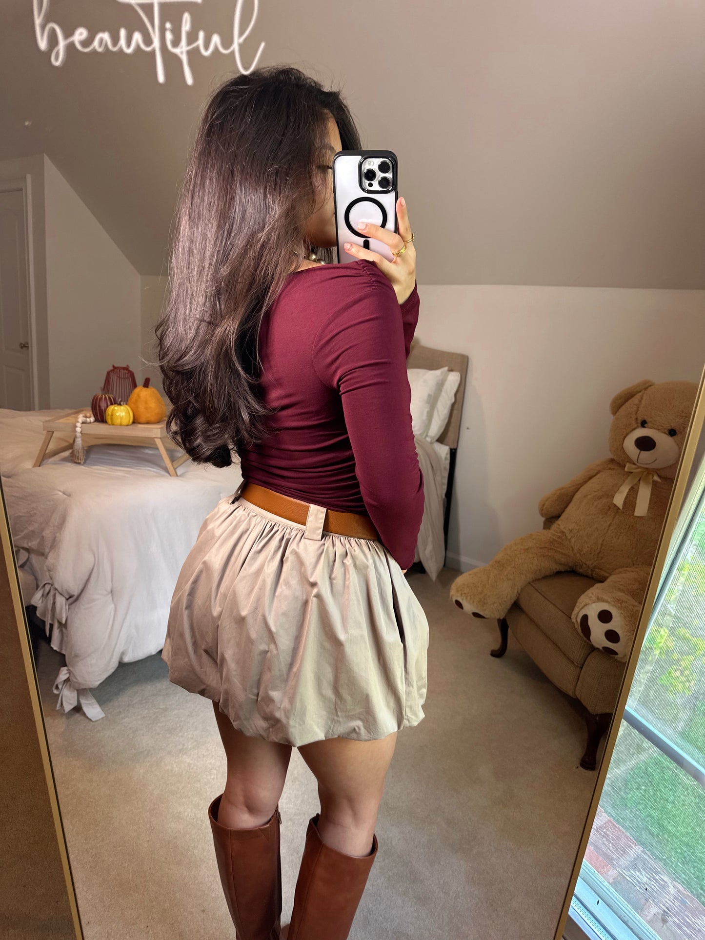 Mocha Bubble Hem Shorts