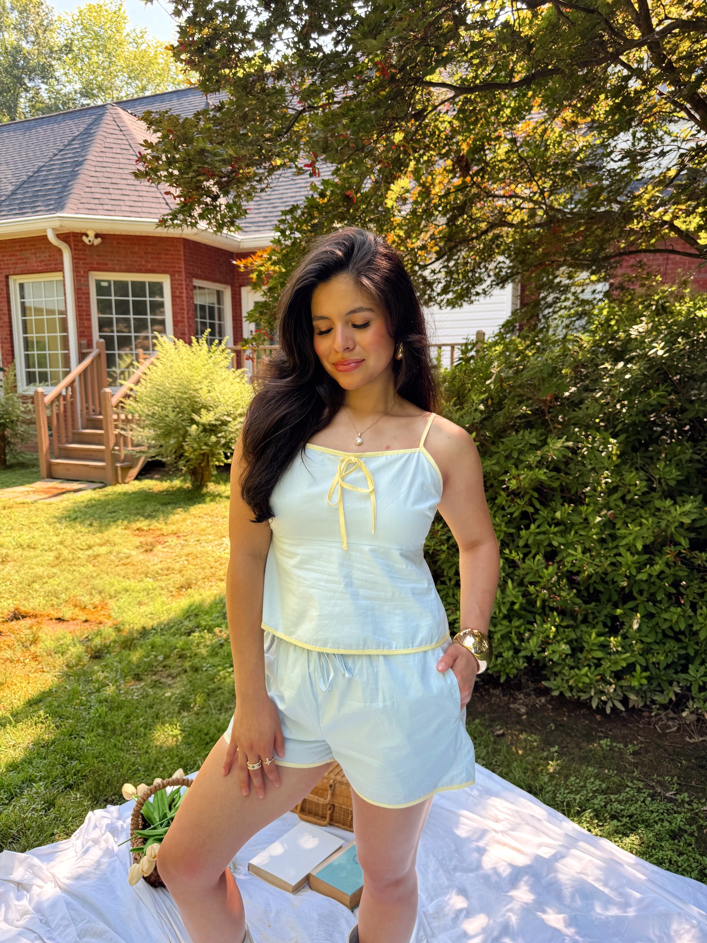 Pastel Blue & Yellow Top and Short Set