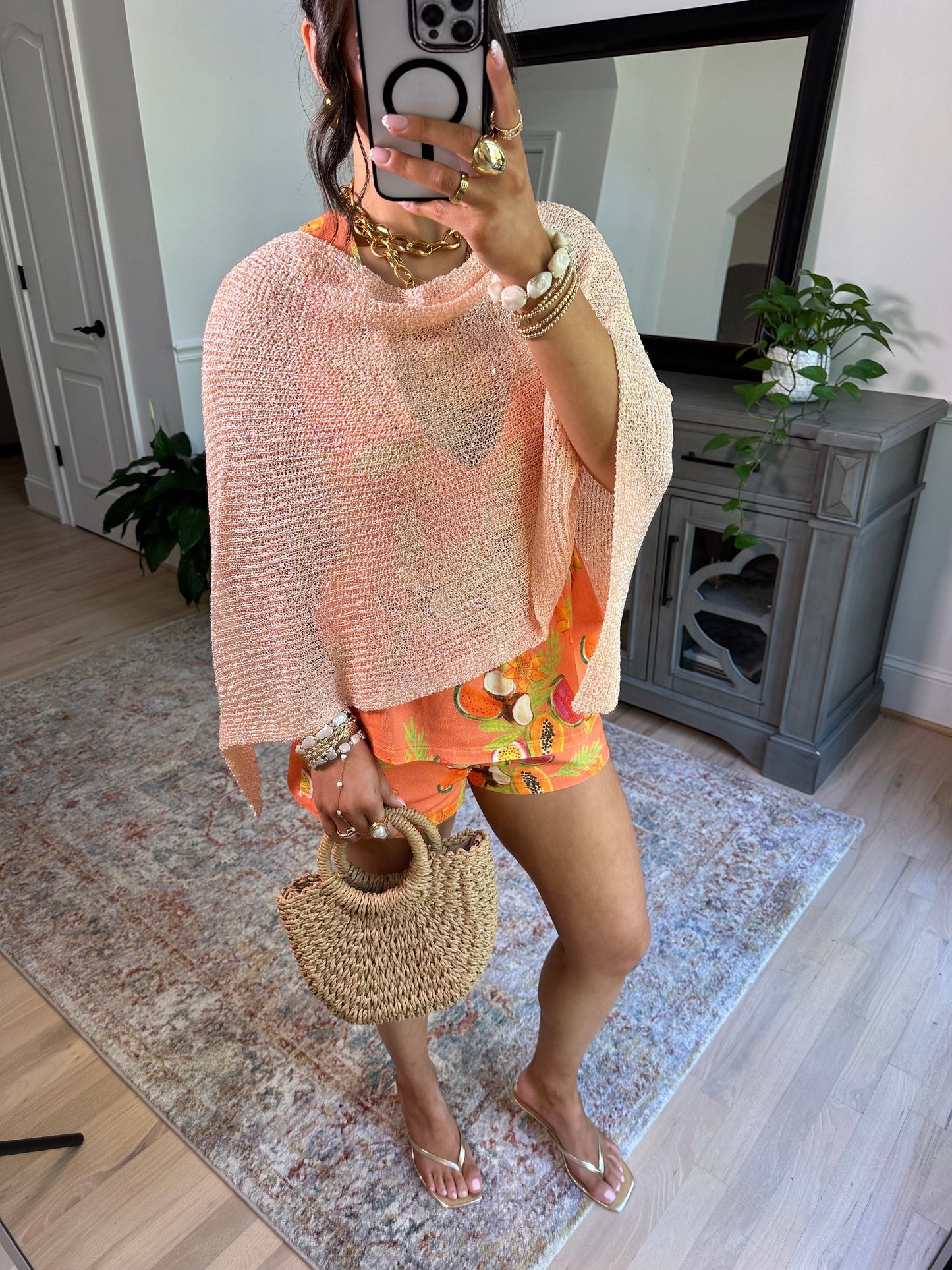 Peaches Knit Sequin Poncho