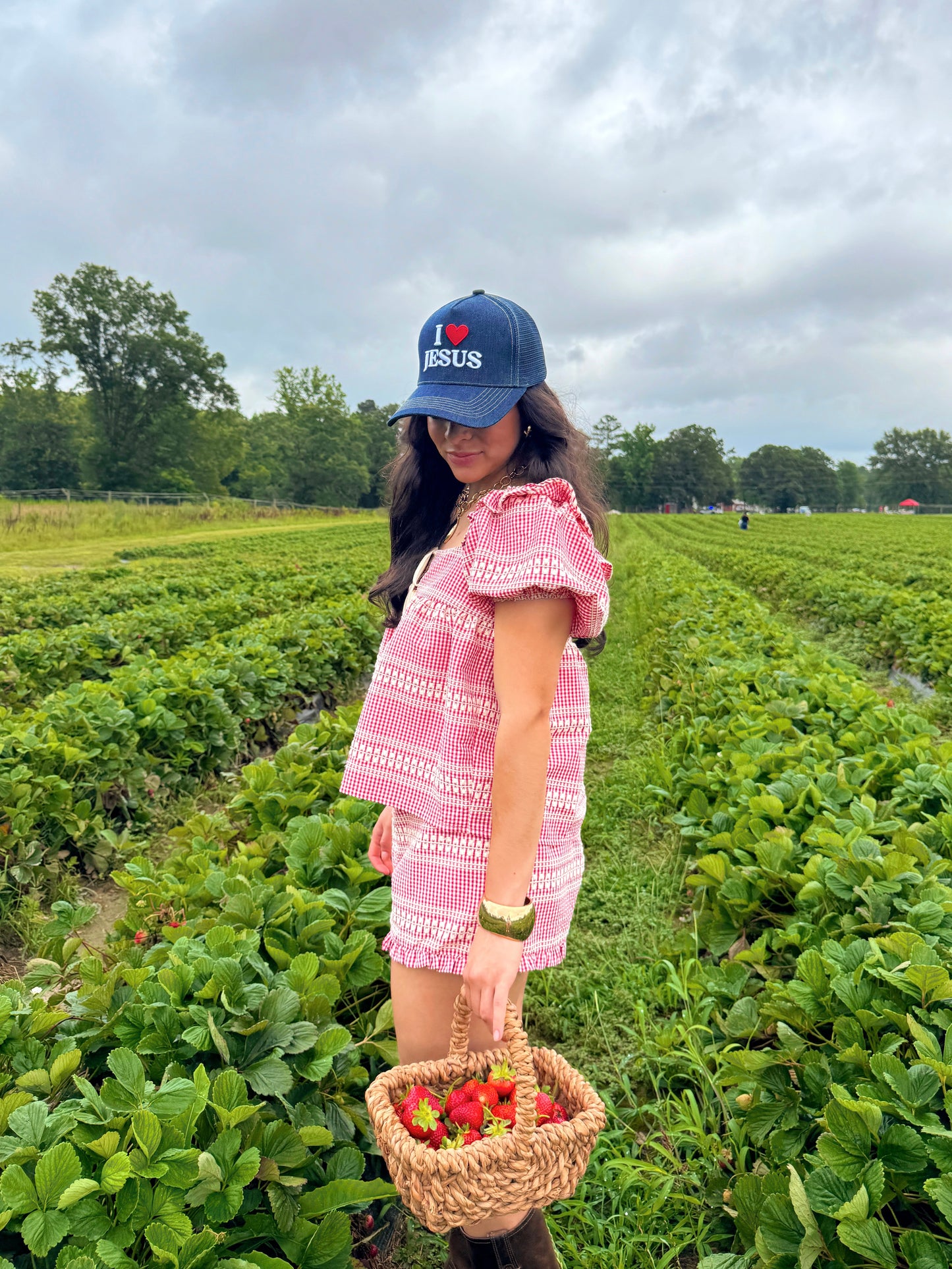 Strawberry Farms Red Gingham Top & Short Set