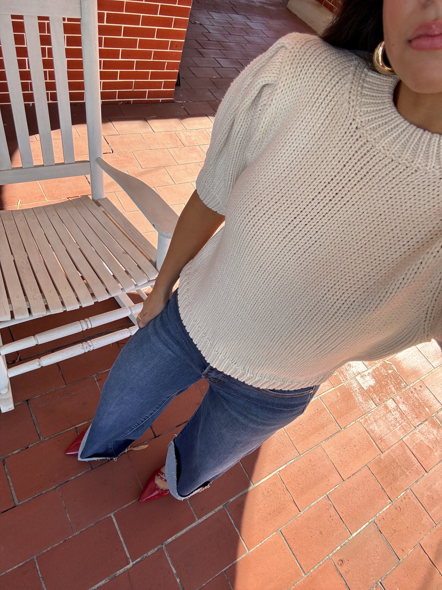 Beige Knit Sweater Top