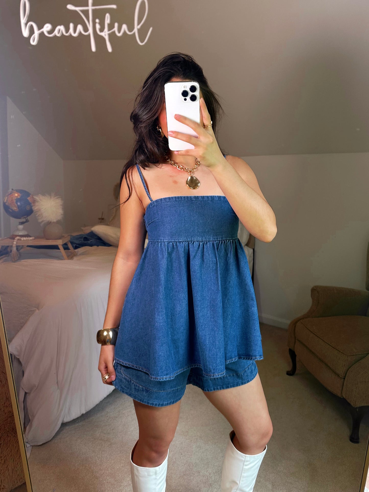 Denim Boxer Style Shorts