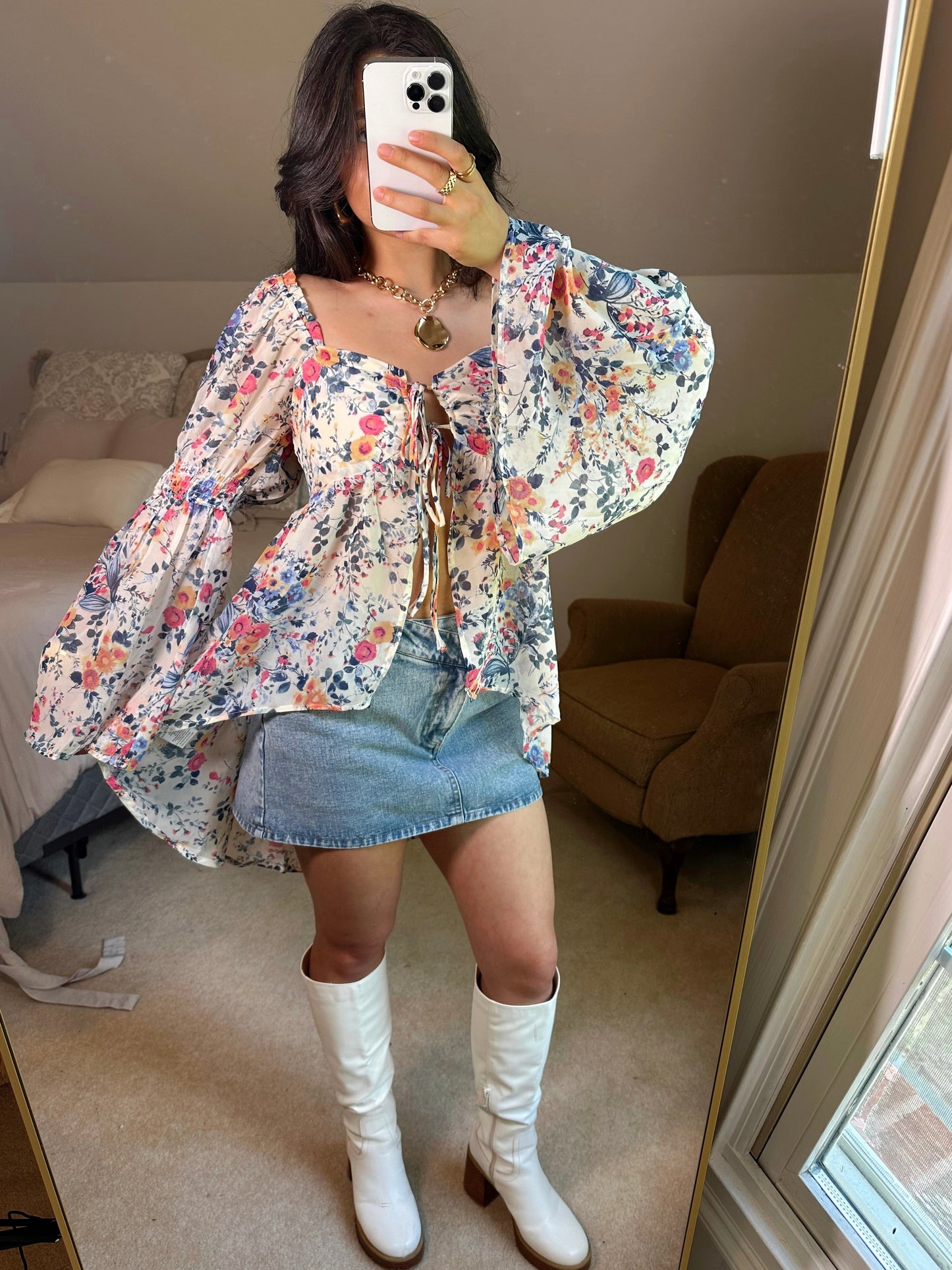 Denim Asymmetrical Button Skort