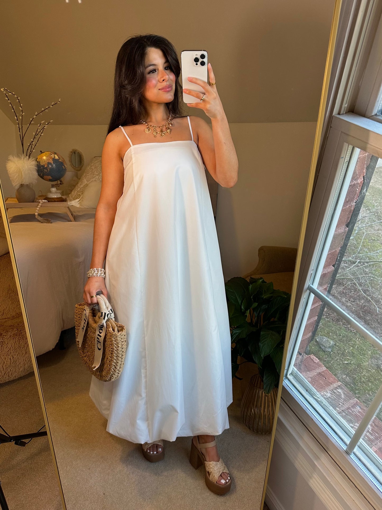 White Bubble Maxi Dress