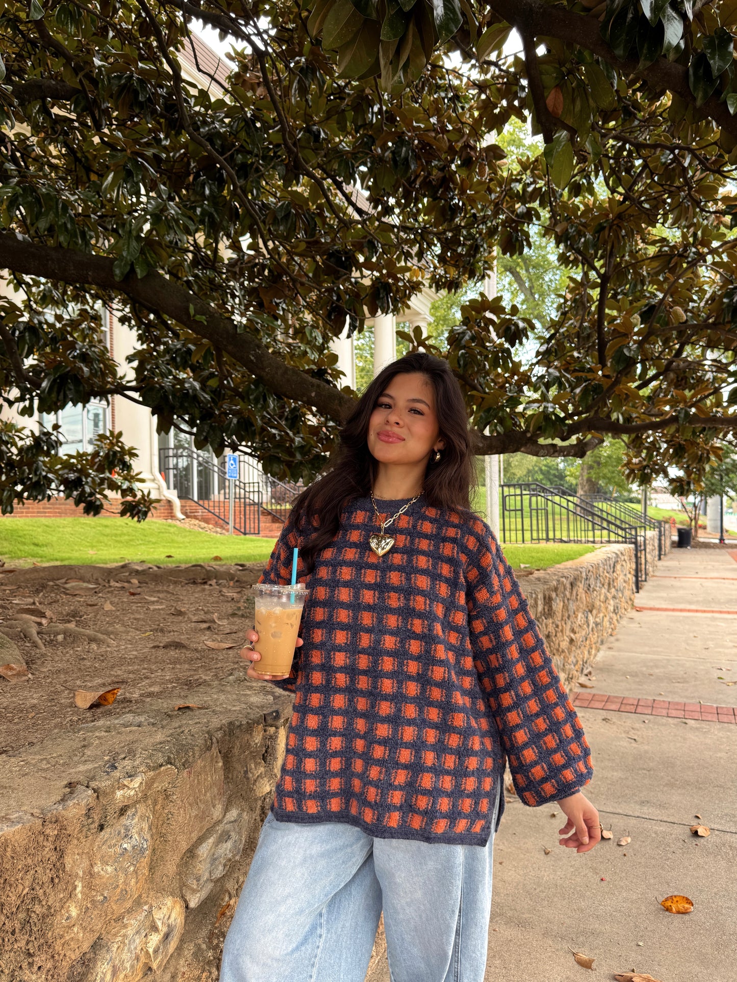 Bonfire Nights Orange & Navy Sweater