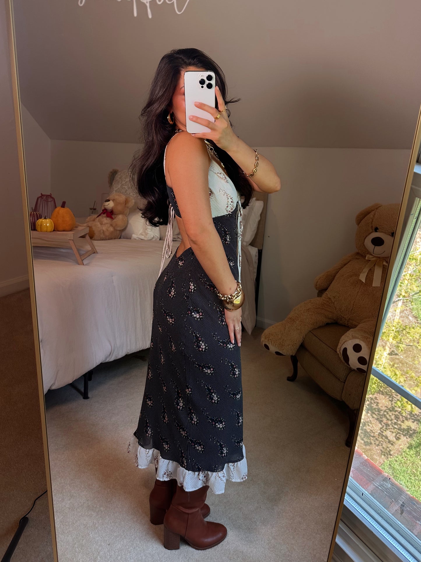 Black & White Paisley Mix Midi Dress