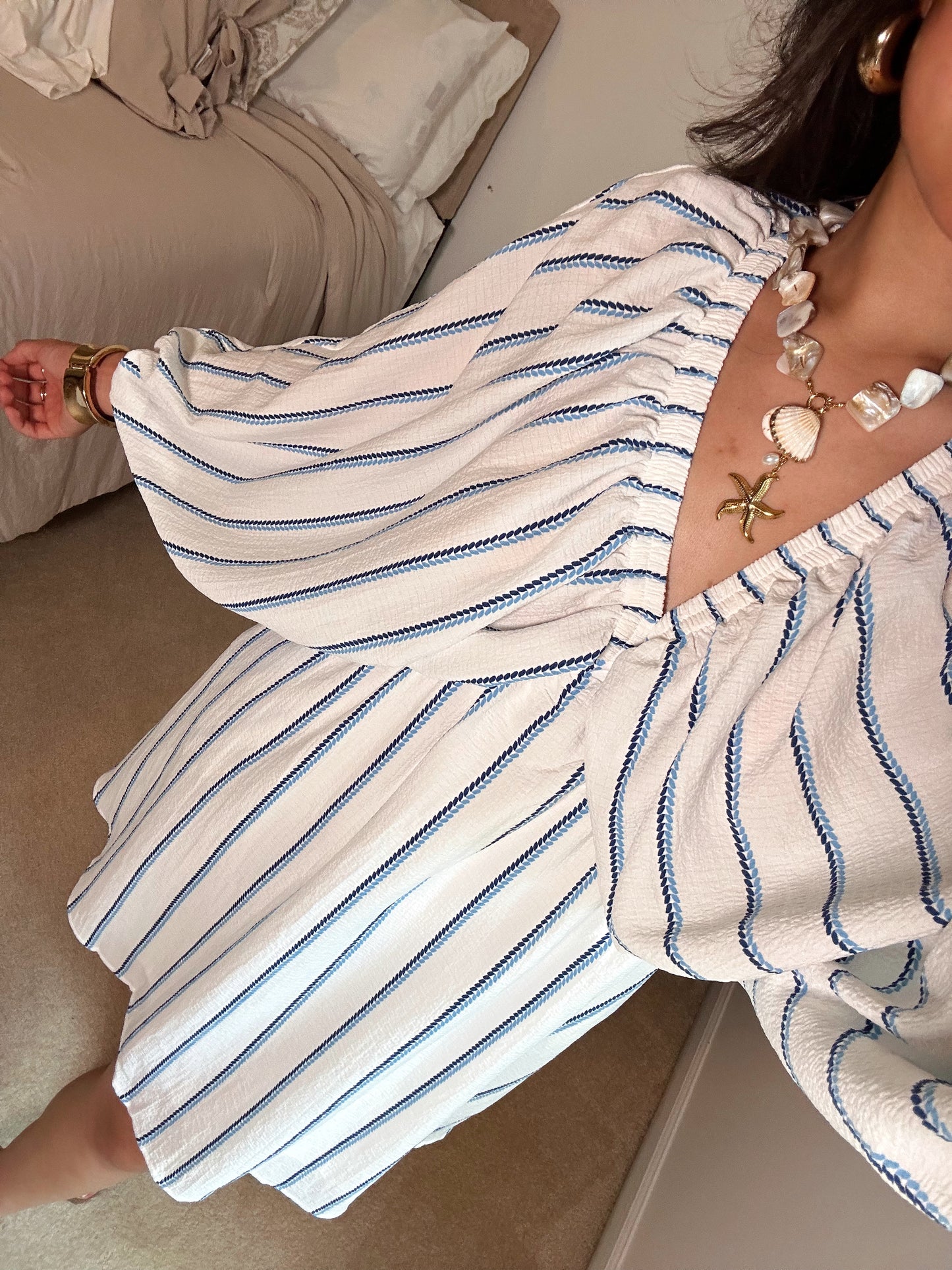 Coastal Stripe V-Neck Dress