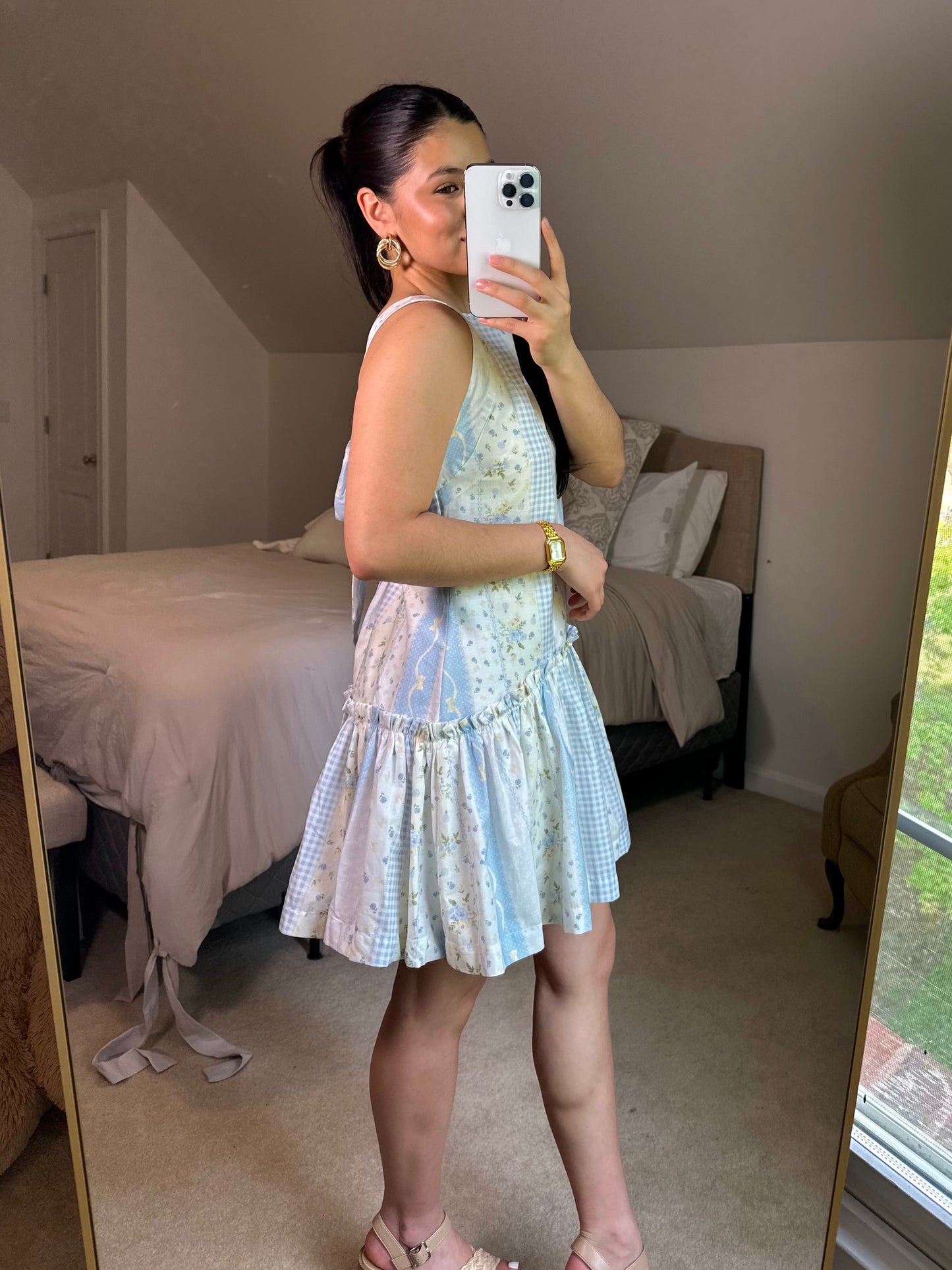Baby Blue Coquette Patterned Mini Dress