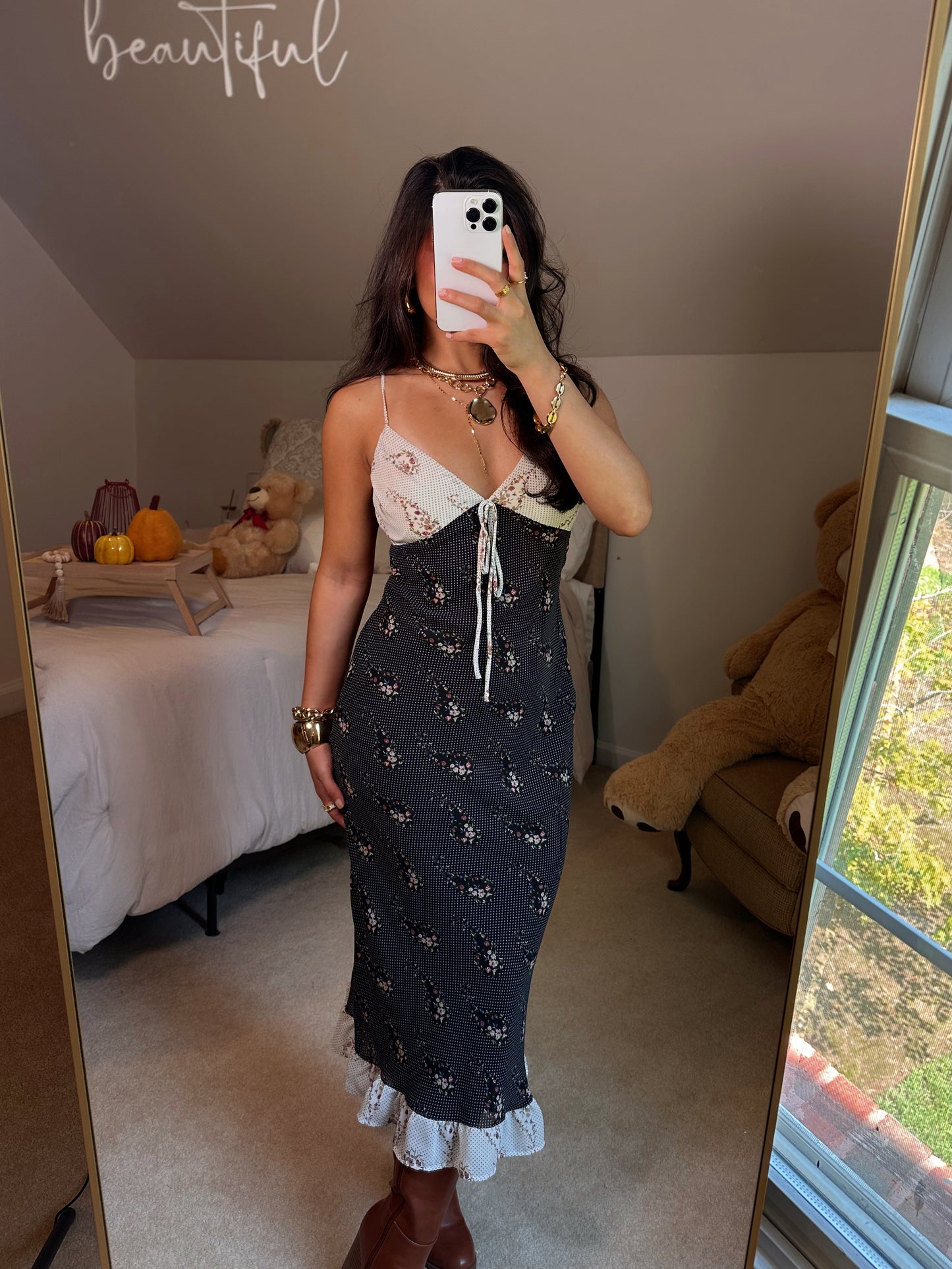 Black & White Paisley Mix Midi Dress