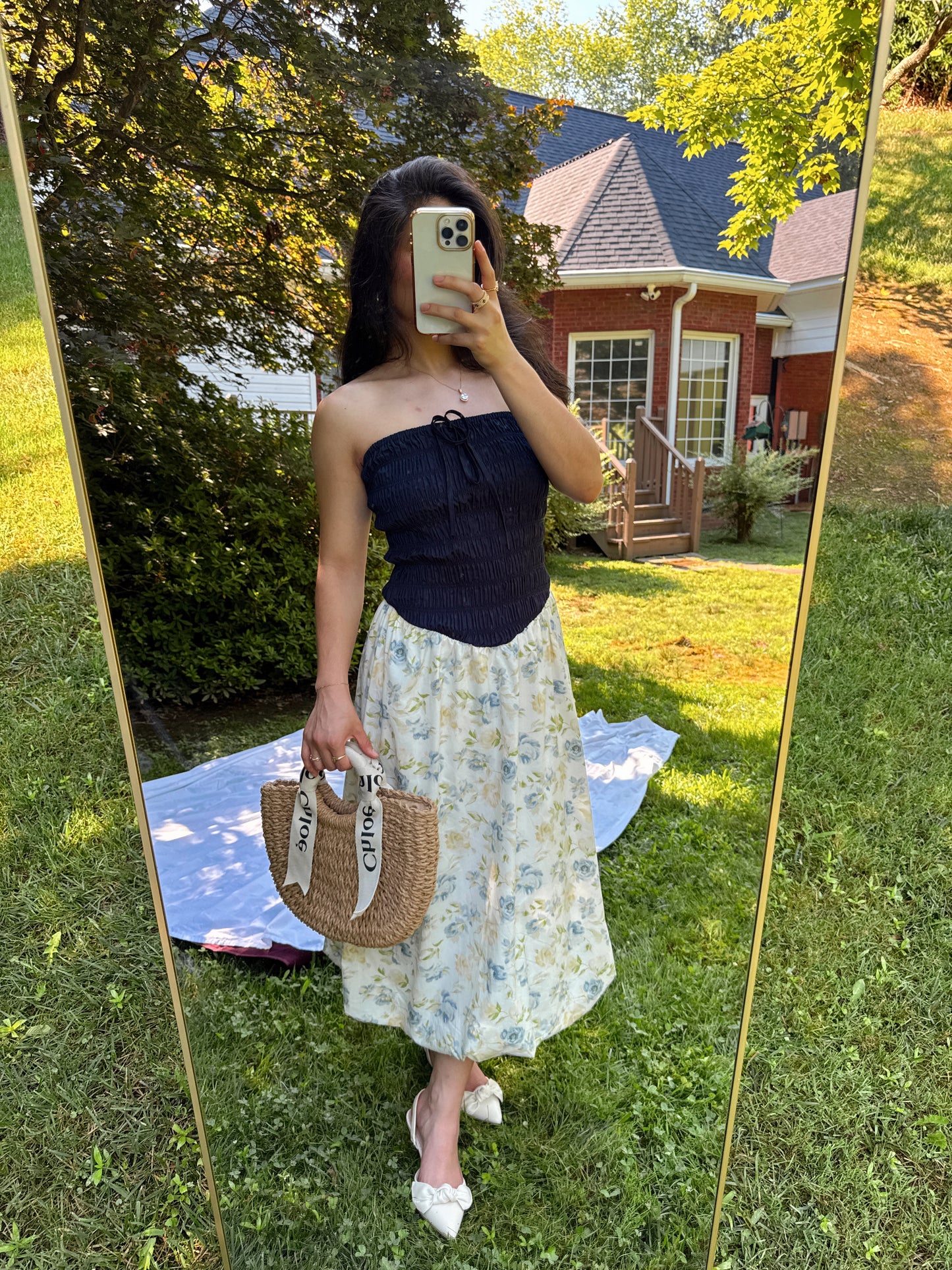 Cool Toned Smocked Tube Midi Bubble Dress
