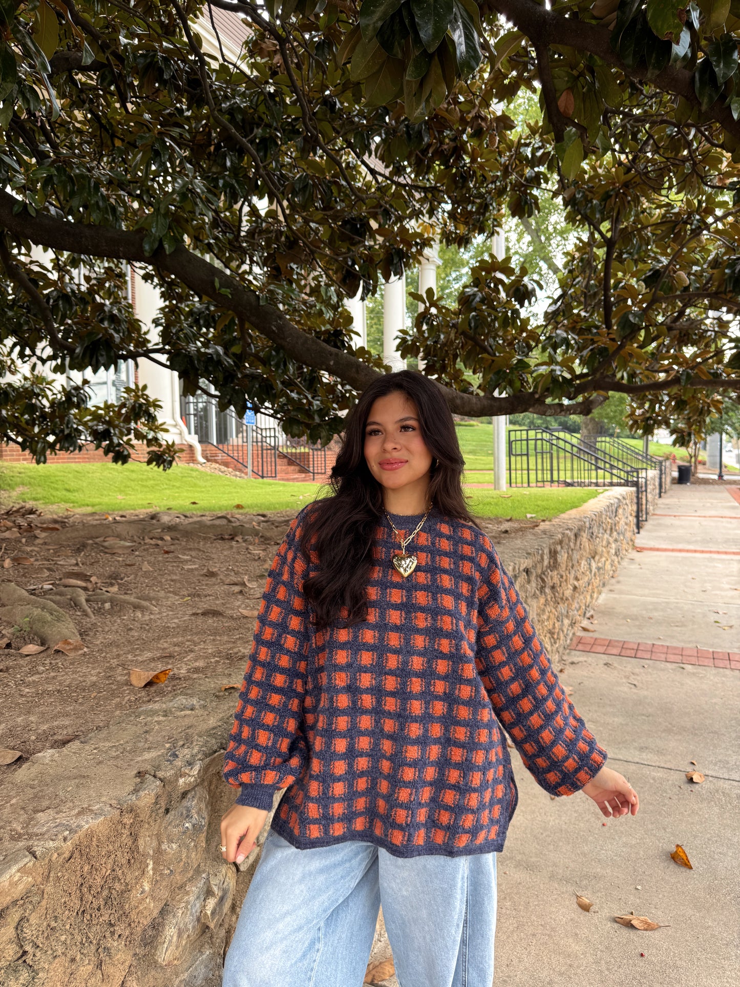Bonfire Nights Orange & Navy Sweater