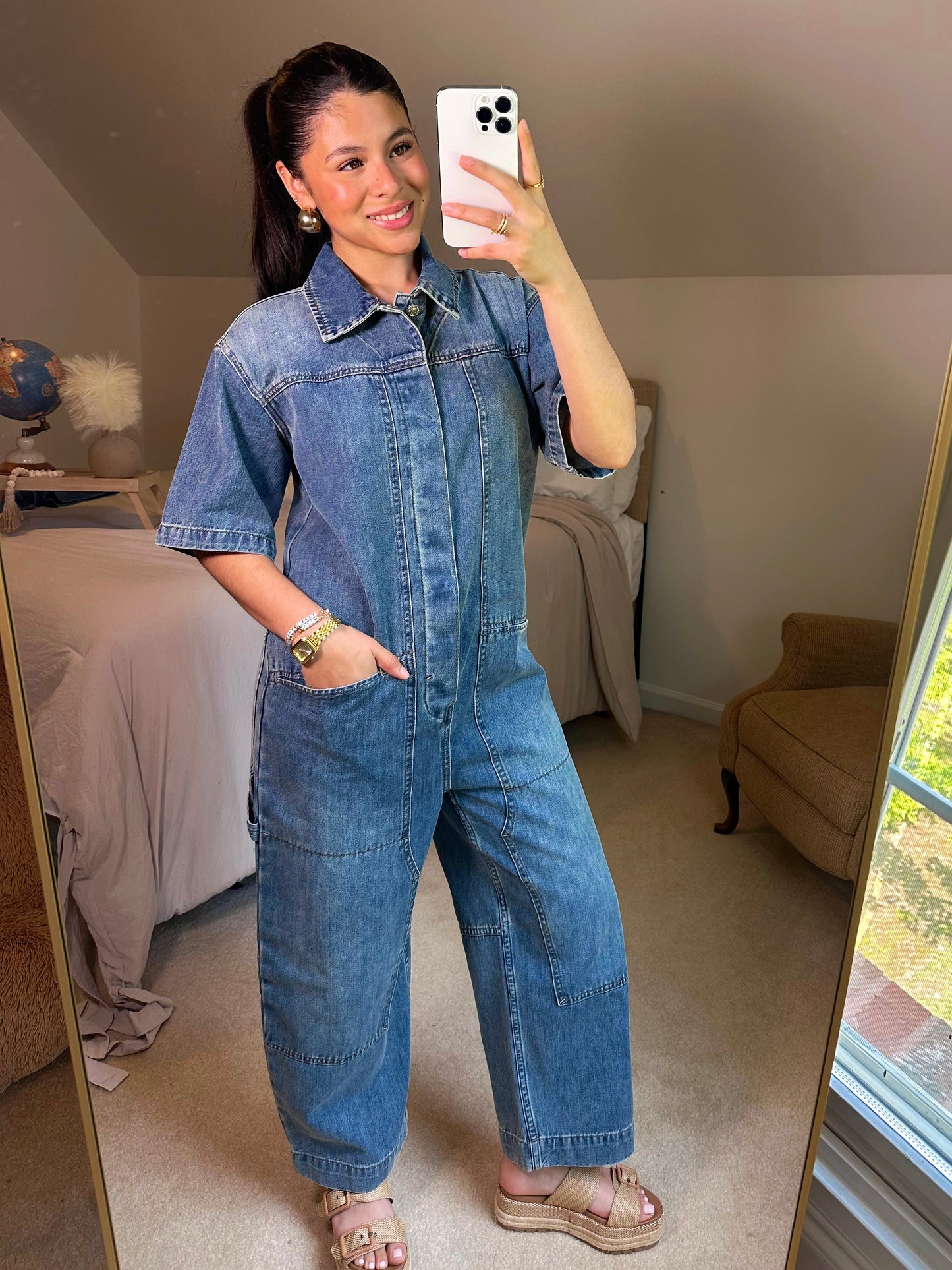 Cargo Oversized Denim Jumpsuit