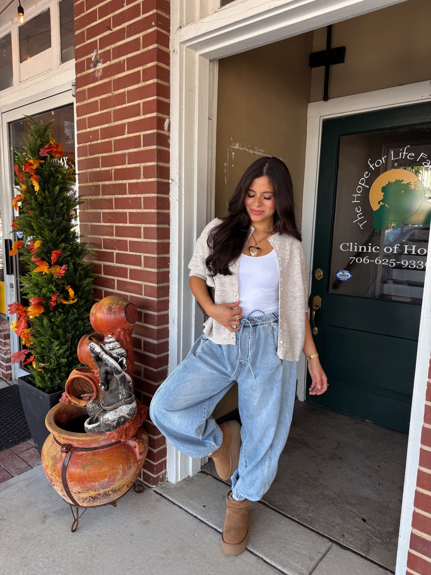 Oatmeal Button Up Short Sleeve Cardigan