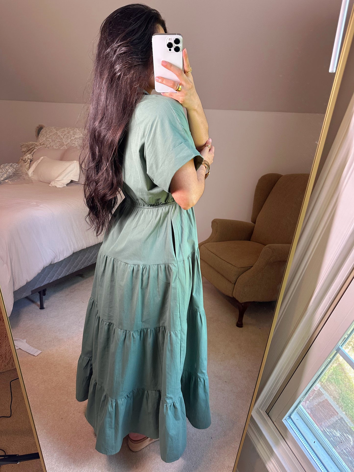 Vintage Green Utility Maxi Dress