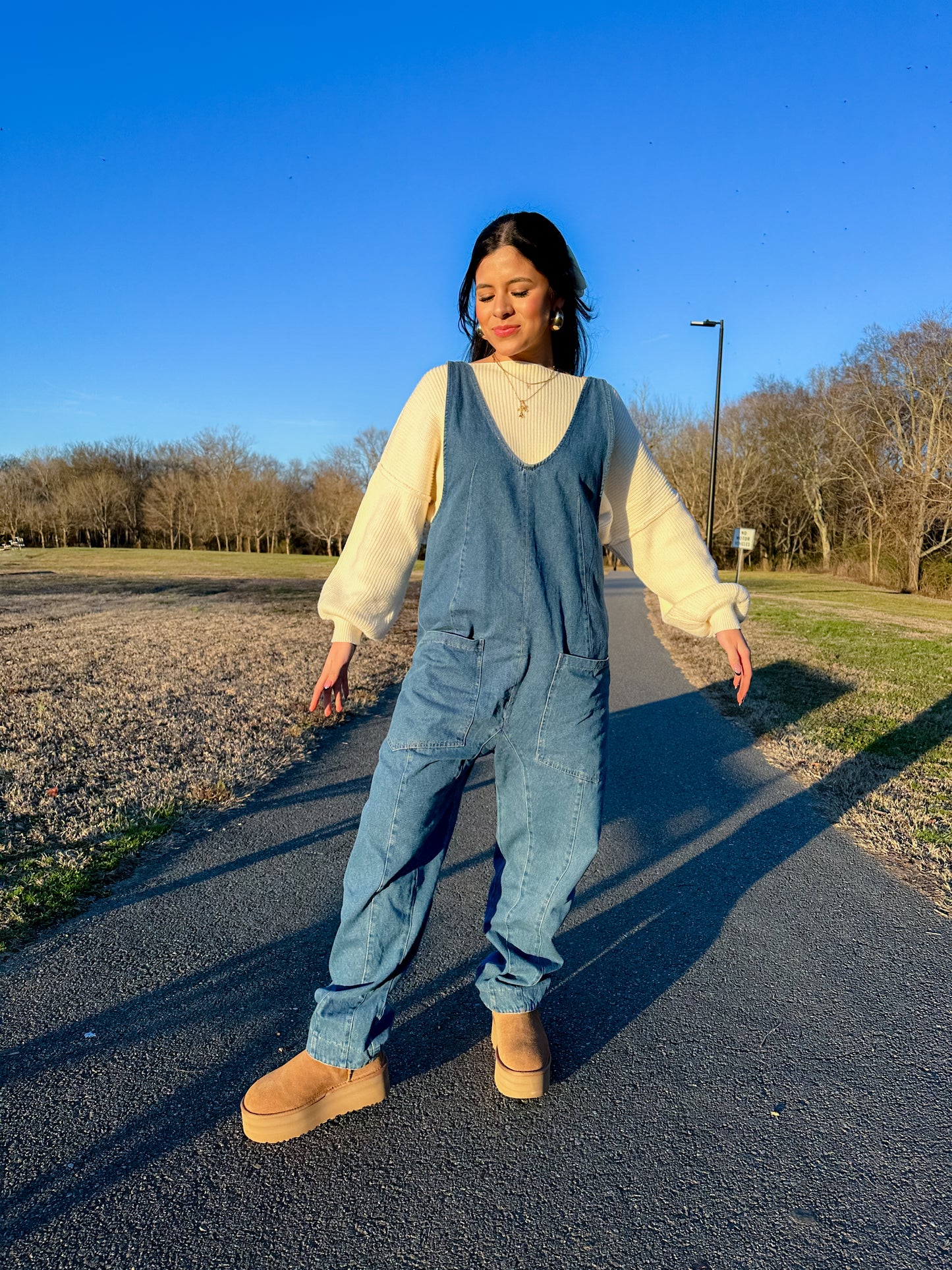 Free Girl Denim Jumpsuit (PLUS SIZE - 3XL LEFT)