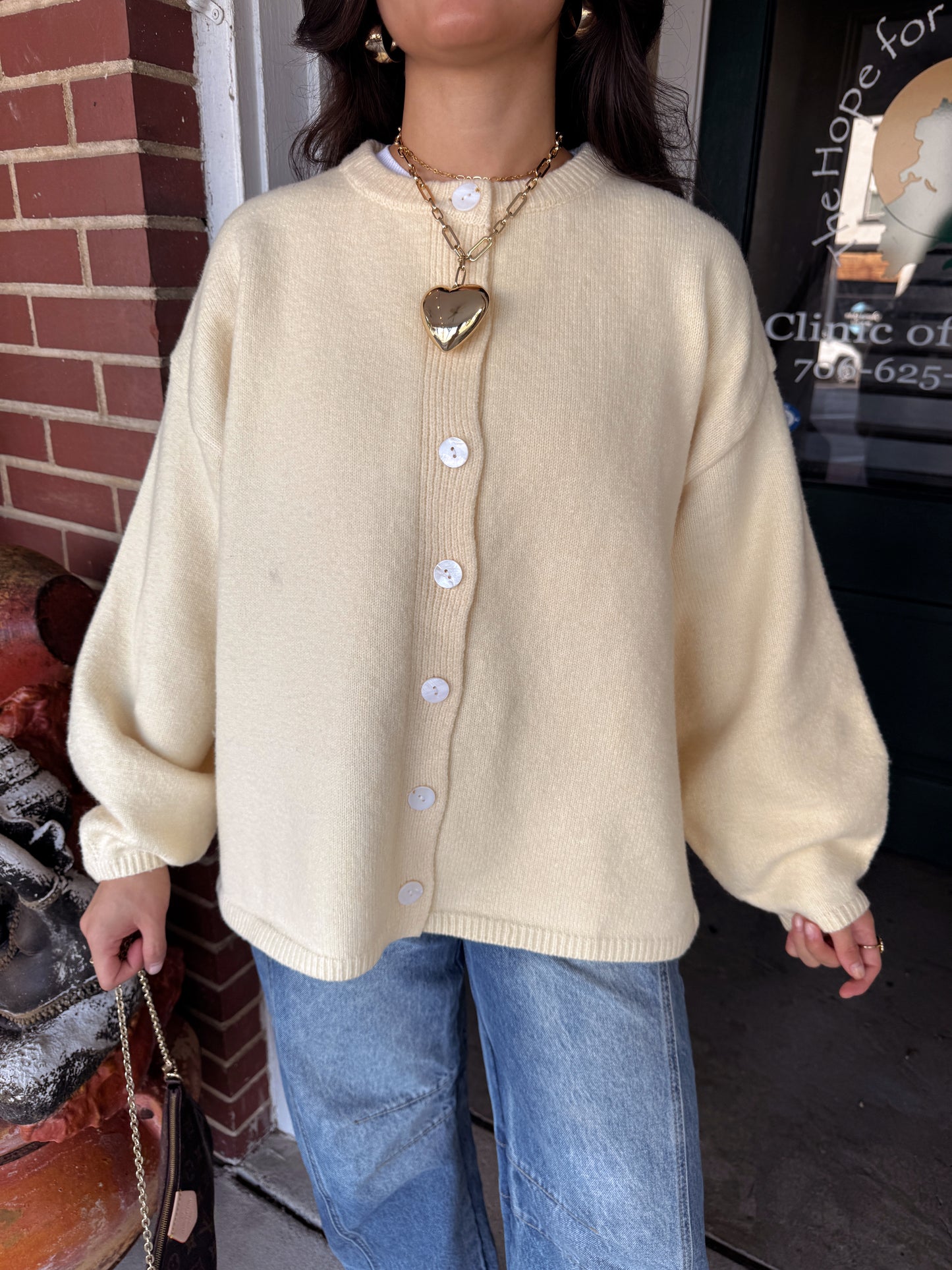 Butter Yellow Oversized Button Up Cardigan
