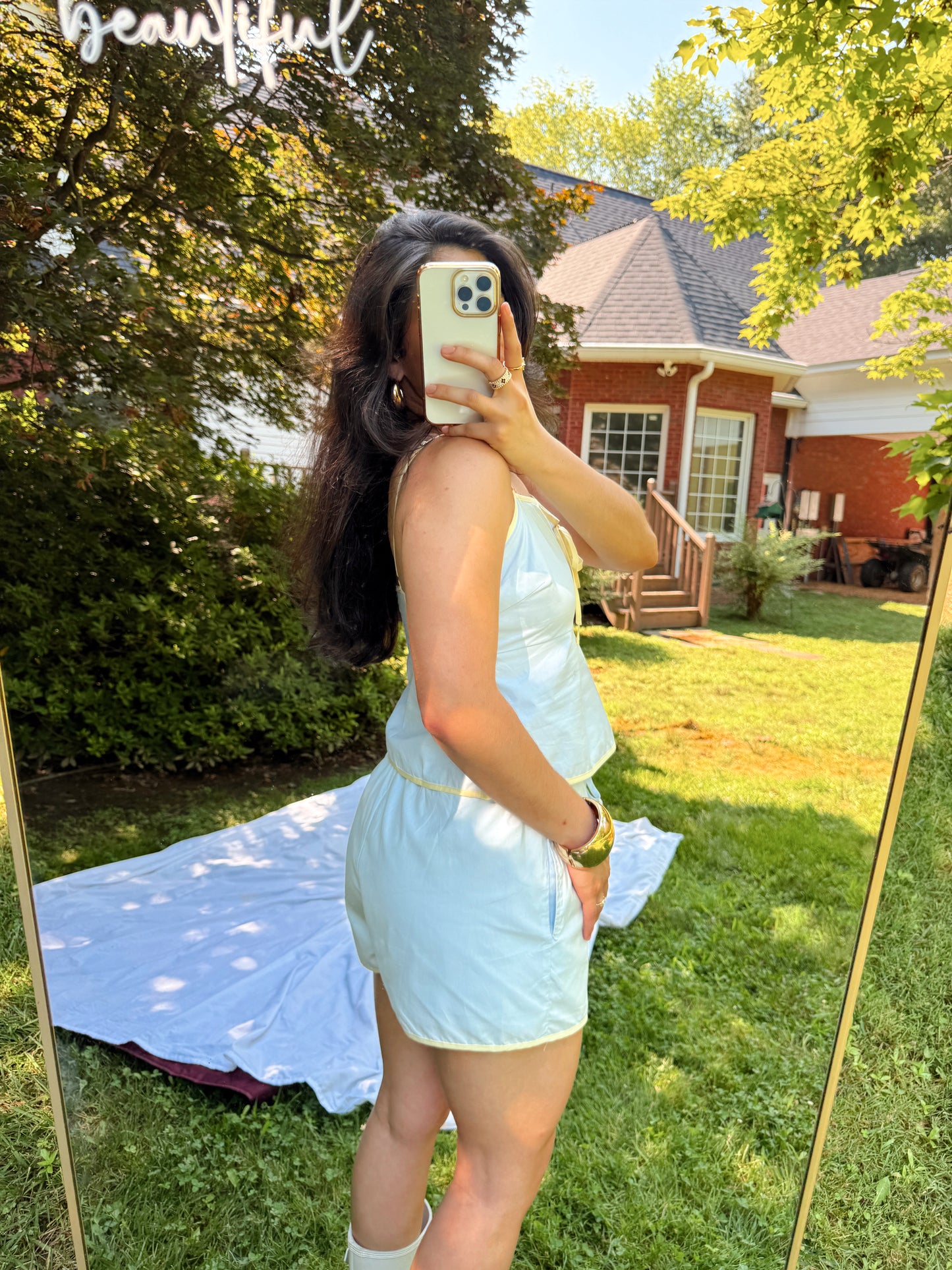 Pastel Blue & Yellow Top and Short Set