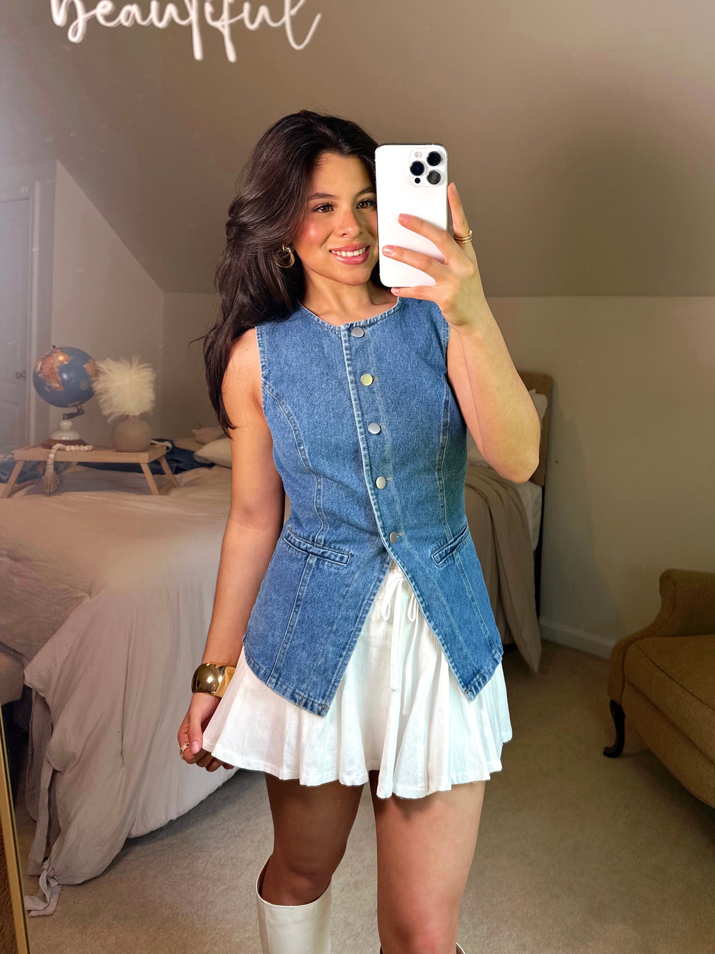 Classy Denim Button-Up Vest