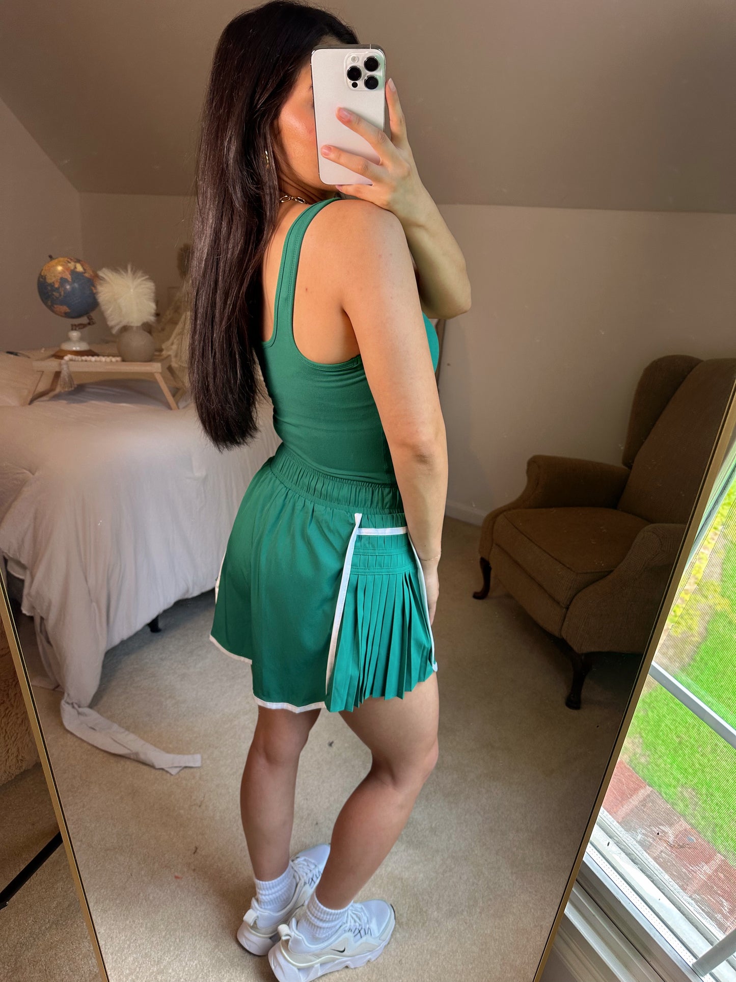 Kelly Green Butter Top & Ruffle Short Romper
