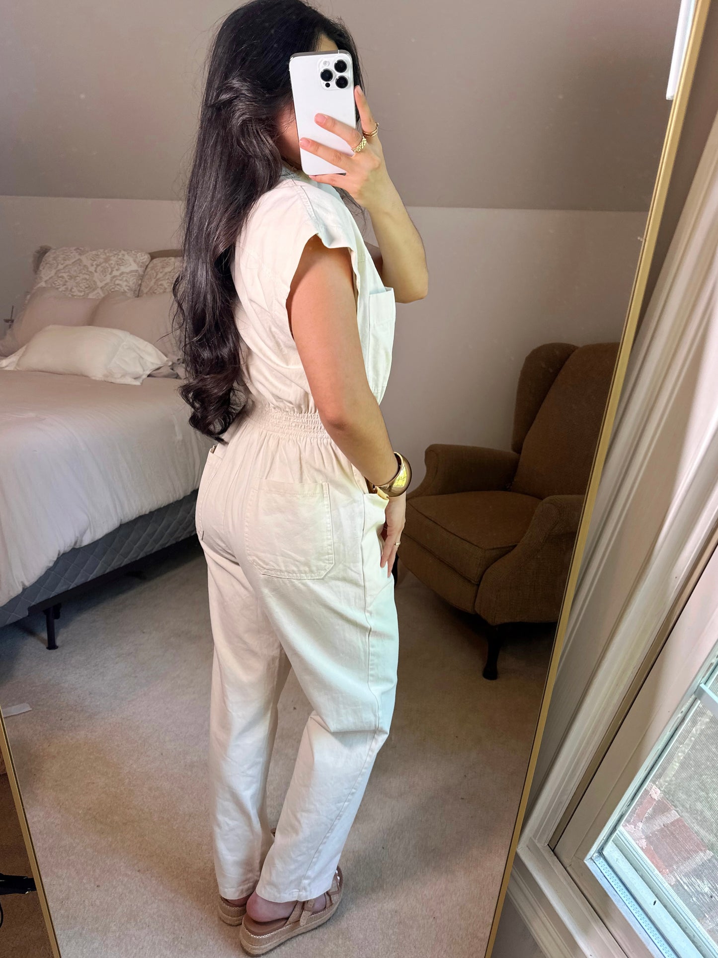 Chic Cream Button Up Jumpsuit