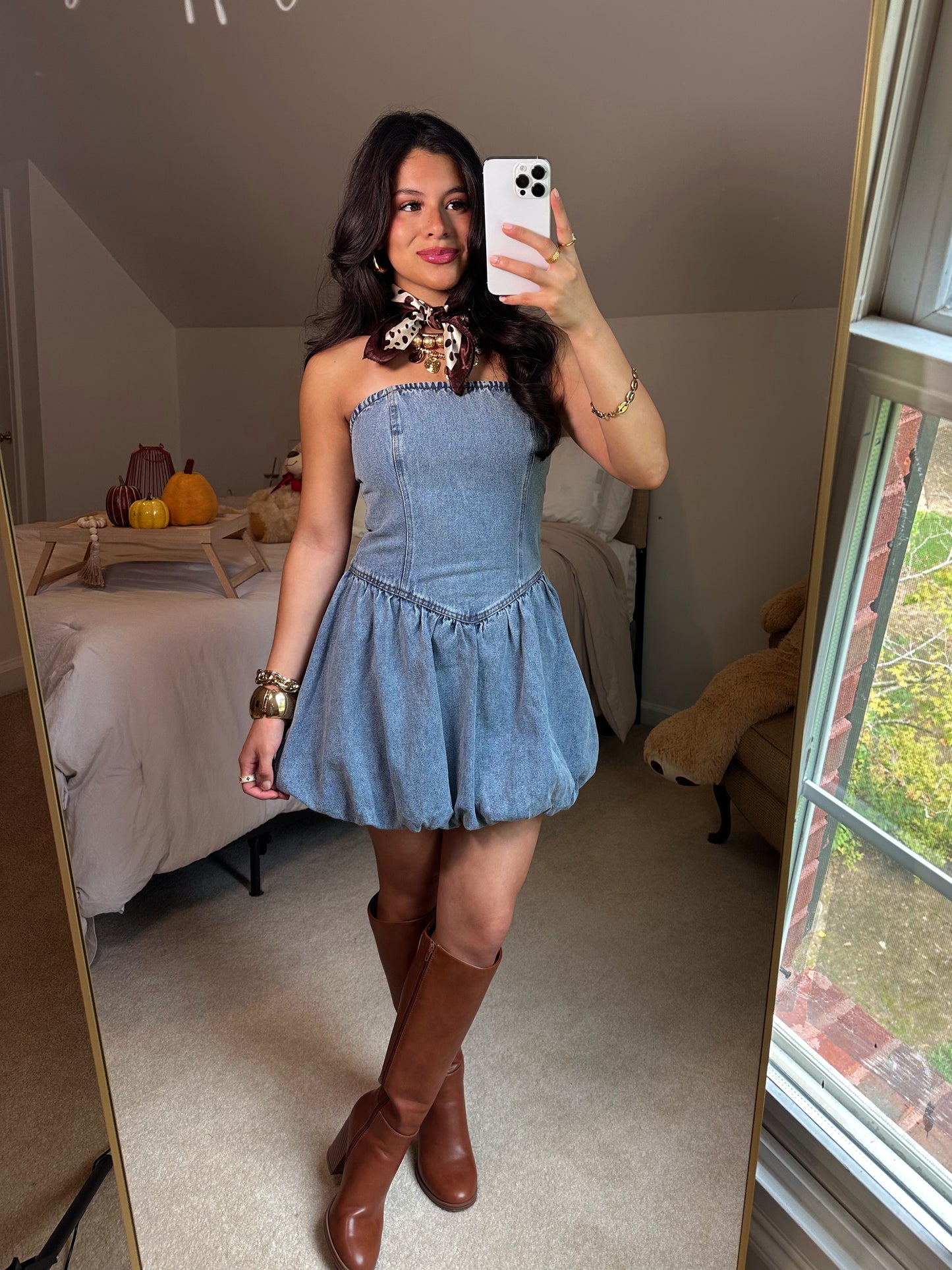 Denim Mini Bubble Dress