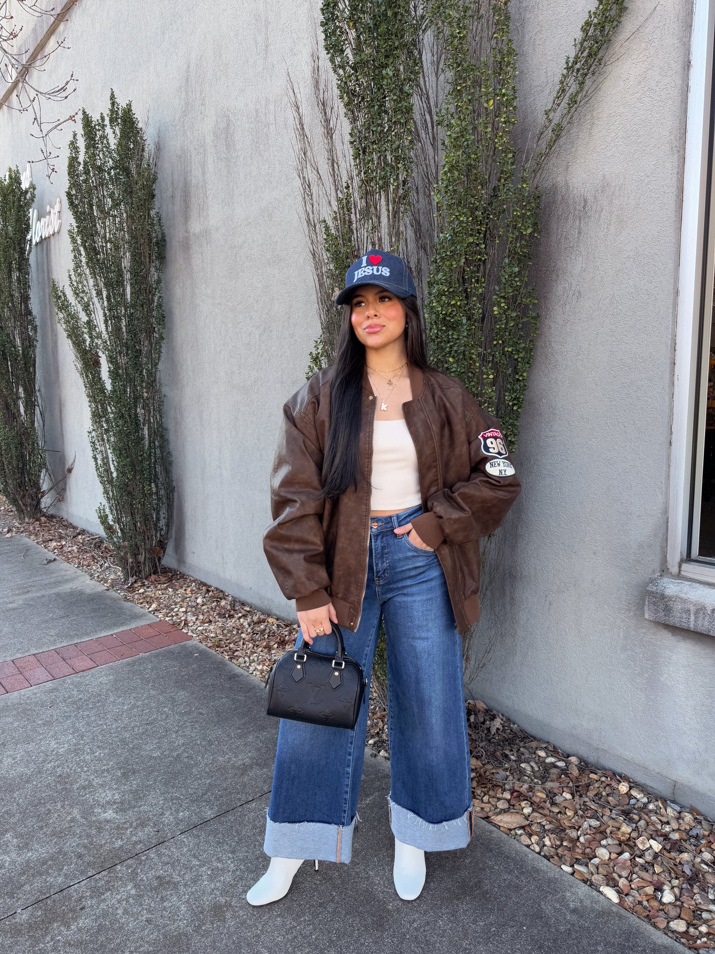 Vintage Patch Brown Oversized Jacket