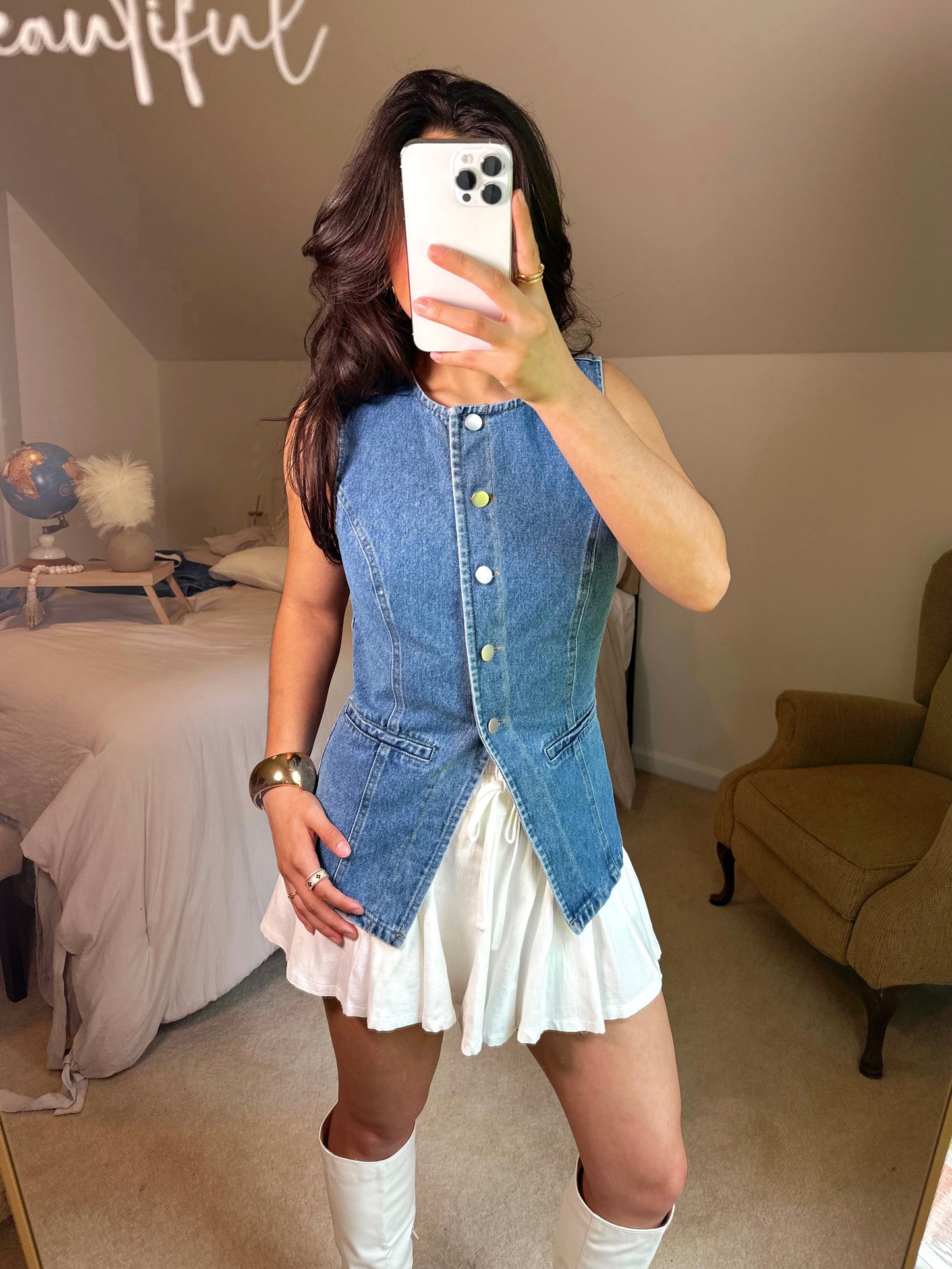 Classy Denim Button-Up Vest