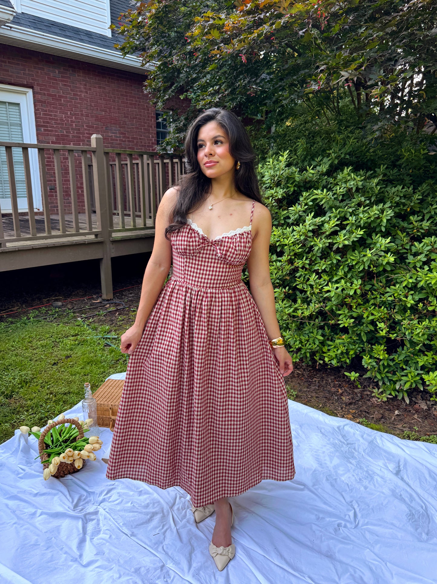 Red Gingham Cottage Dress