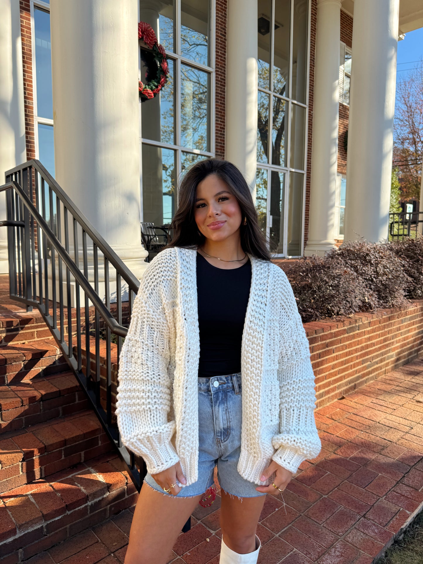 Beige Chunky Knit Cardigan