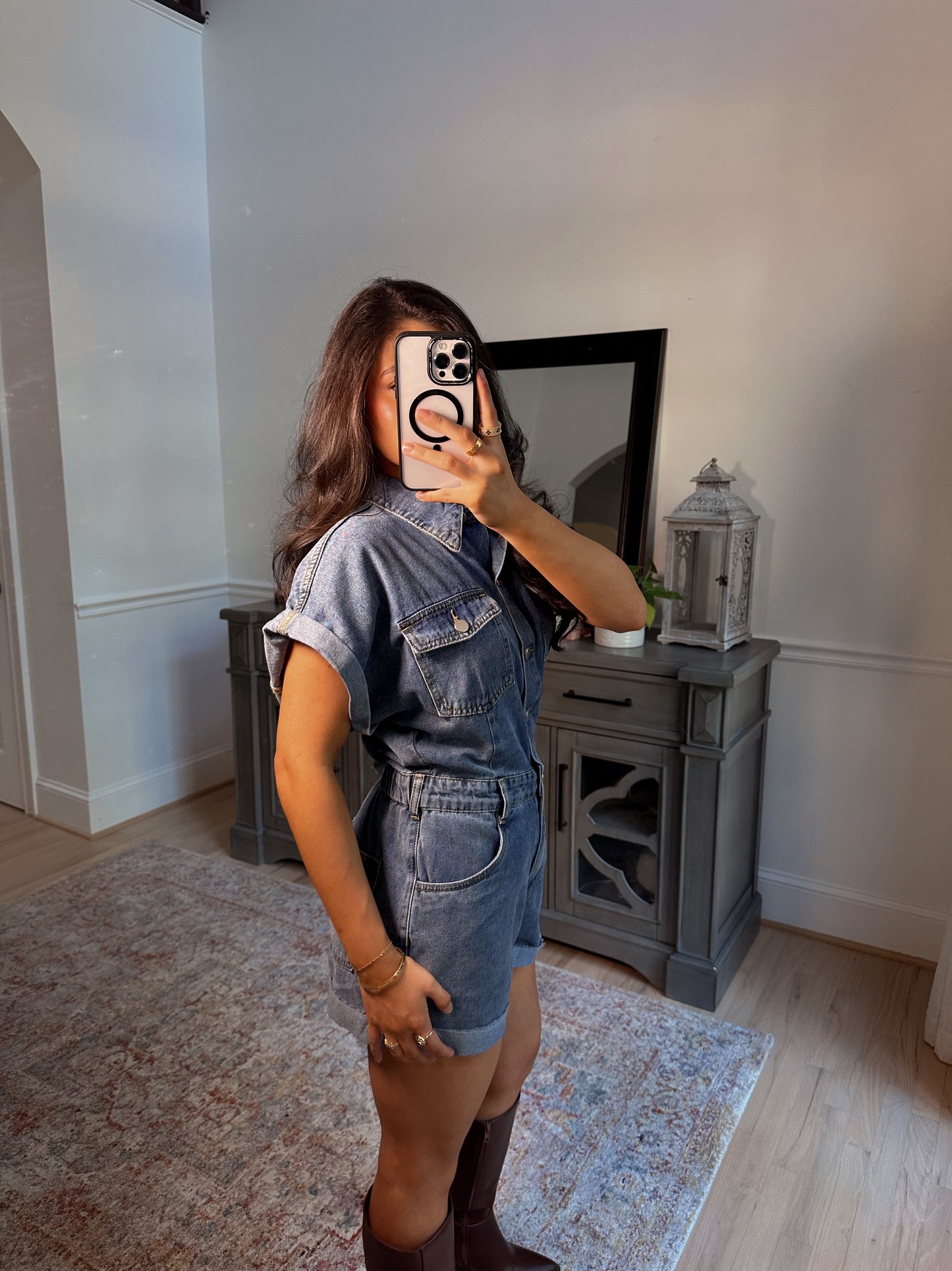Autumn Days Denim Romper